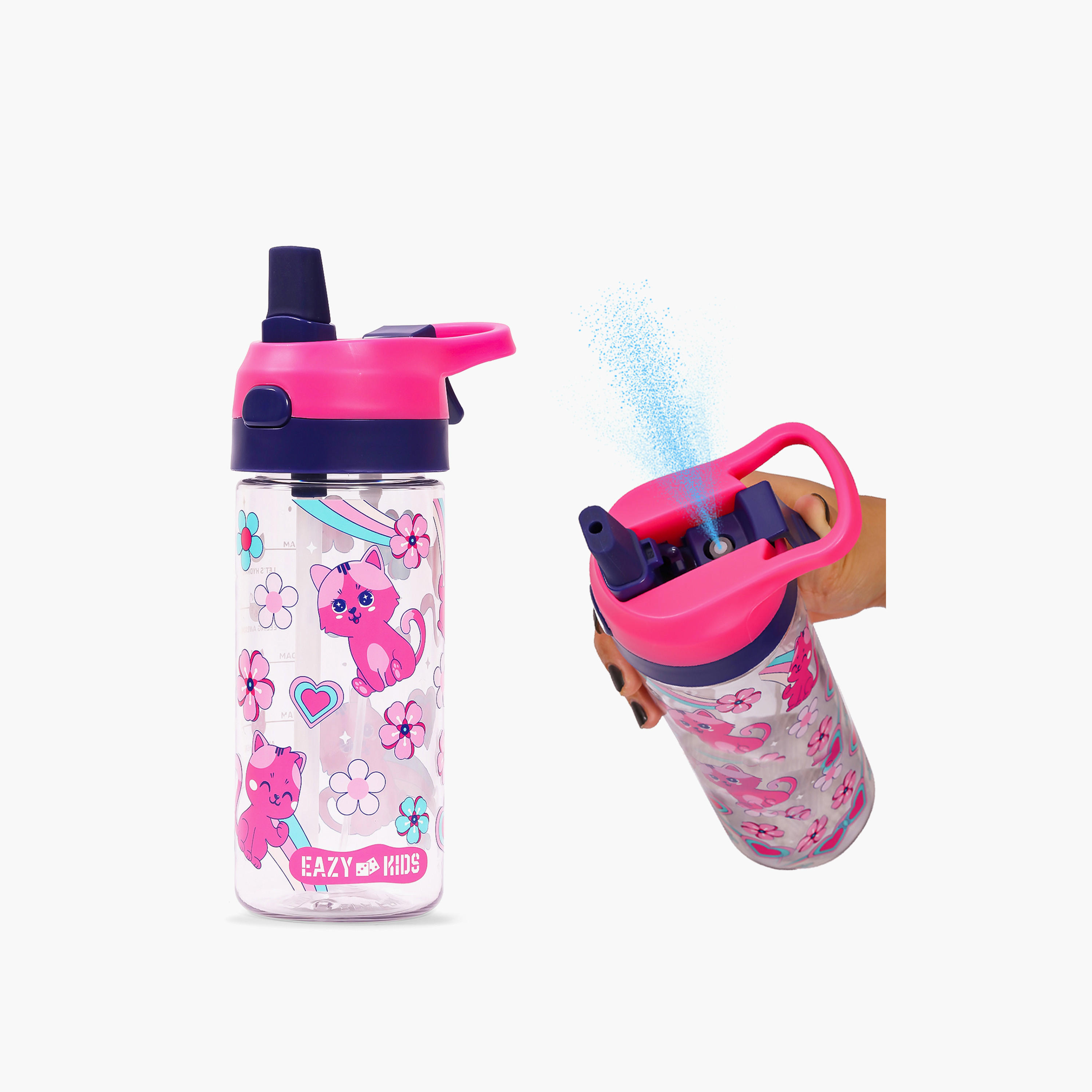 Eazy Kids Cat Tritan Water Bottle with Spray - 420 ml-school-waterbottles-image-1