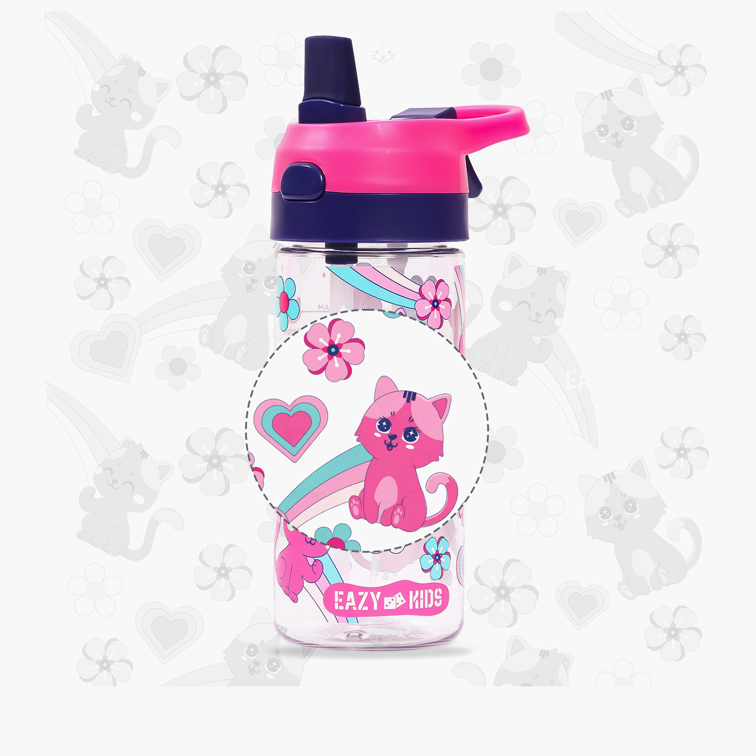 قارورة مياه تريتان بطبعات قطط مع بخّاخ من إيزي كيدز - 420 مل-school-waterbottles-image-13