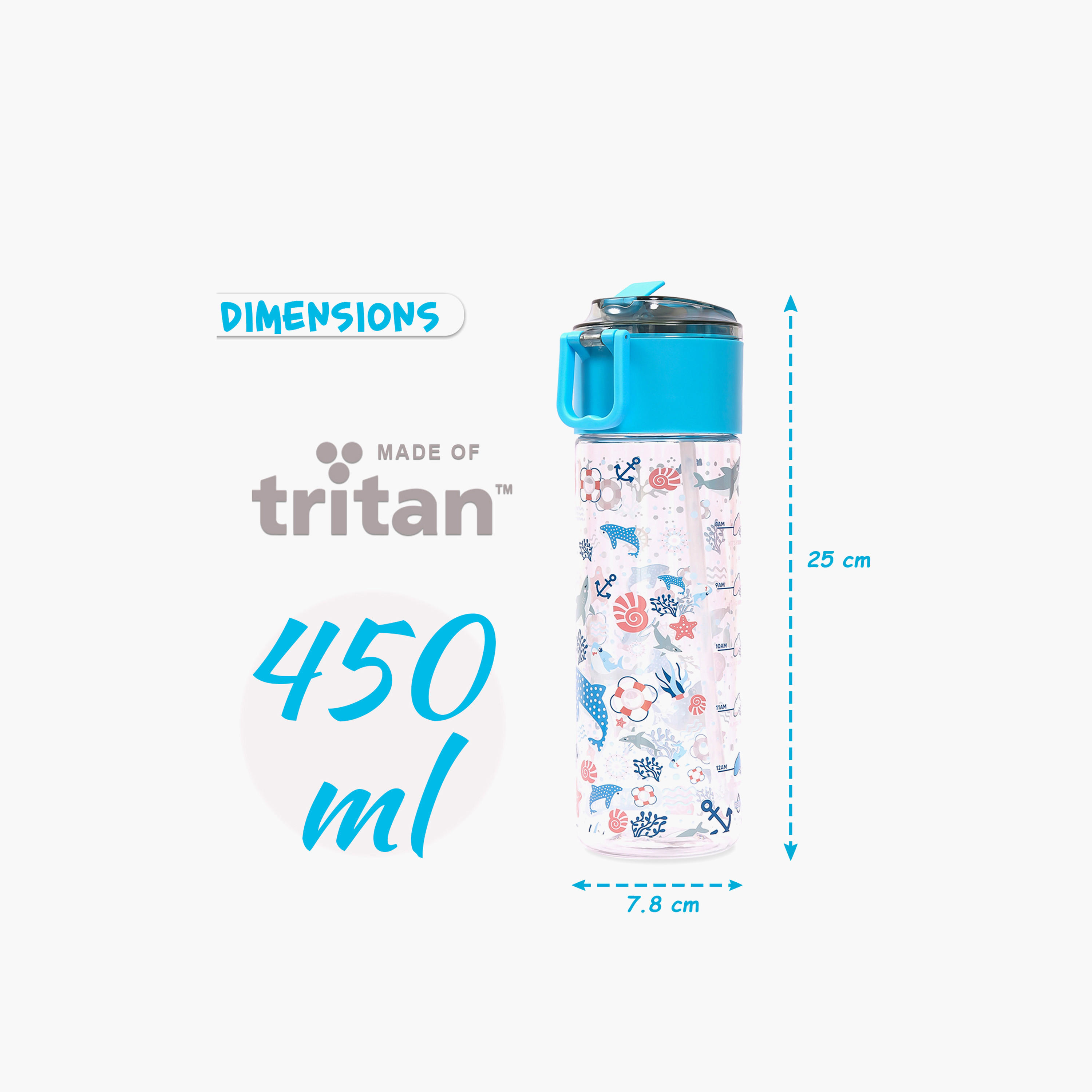 قارورة مياه ترايتان بطبعات قرش للأطفال من إيزي كيدز - 450 مل-school-waterbottles-image-4