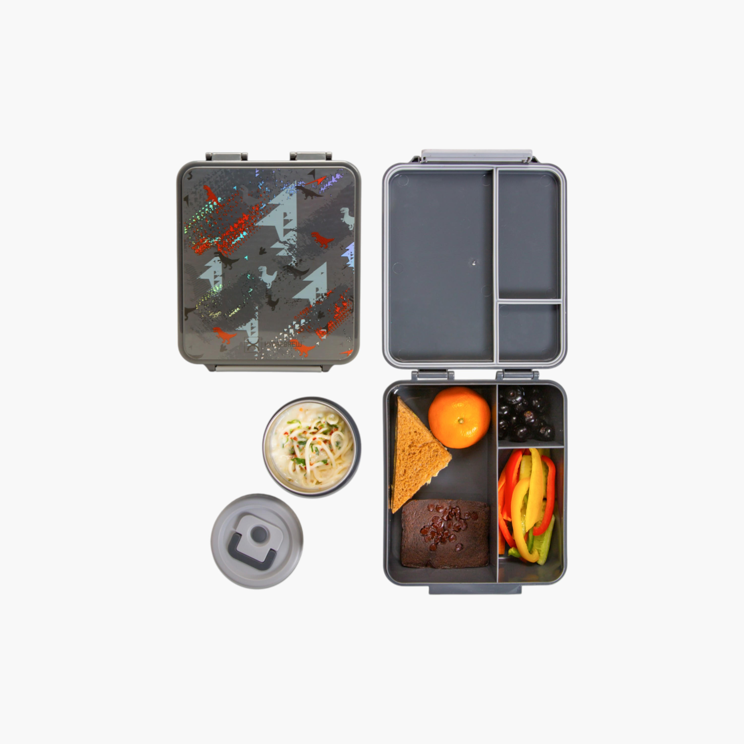 Hydrobrew Dinosaur Print Bento Lunch Box with Steel Food Jar-school-lunchessentials-lunchboxes-image-4