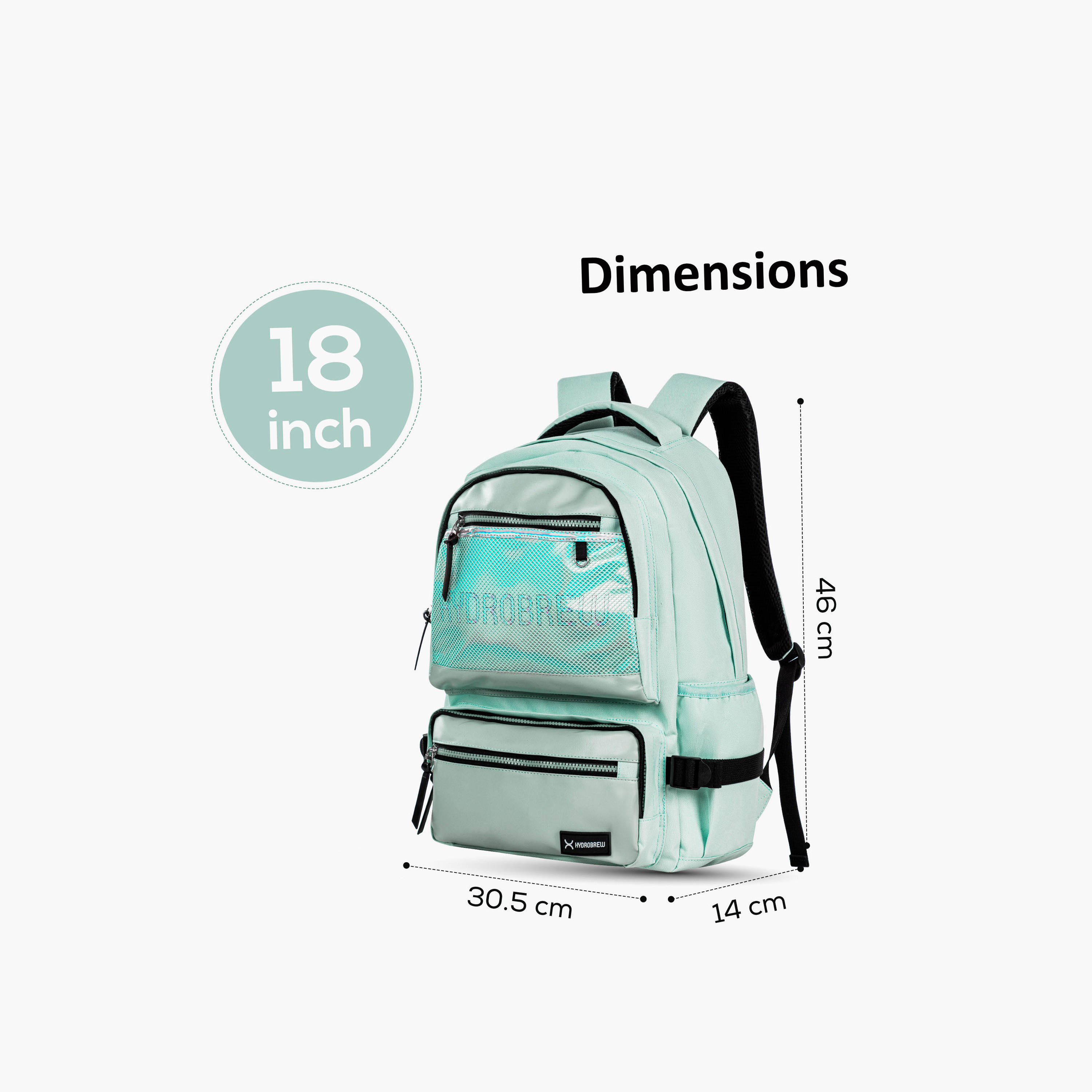 Hydrobrew Solid Backpack for Kids with Adjustable Straps - 18 inches-school-bagsandbackpacks-backpacks-image-2