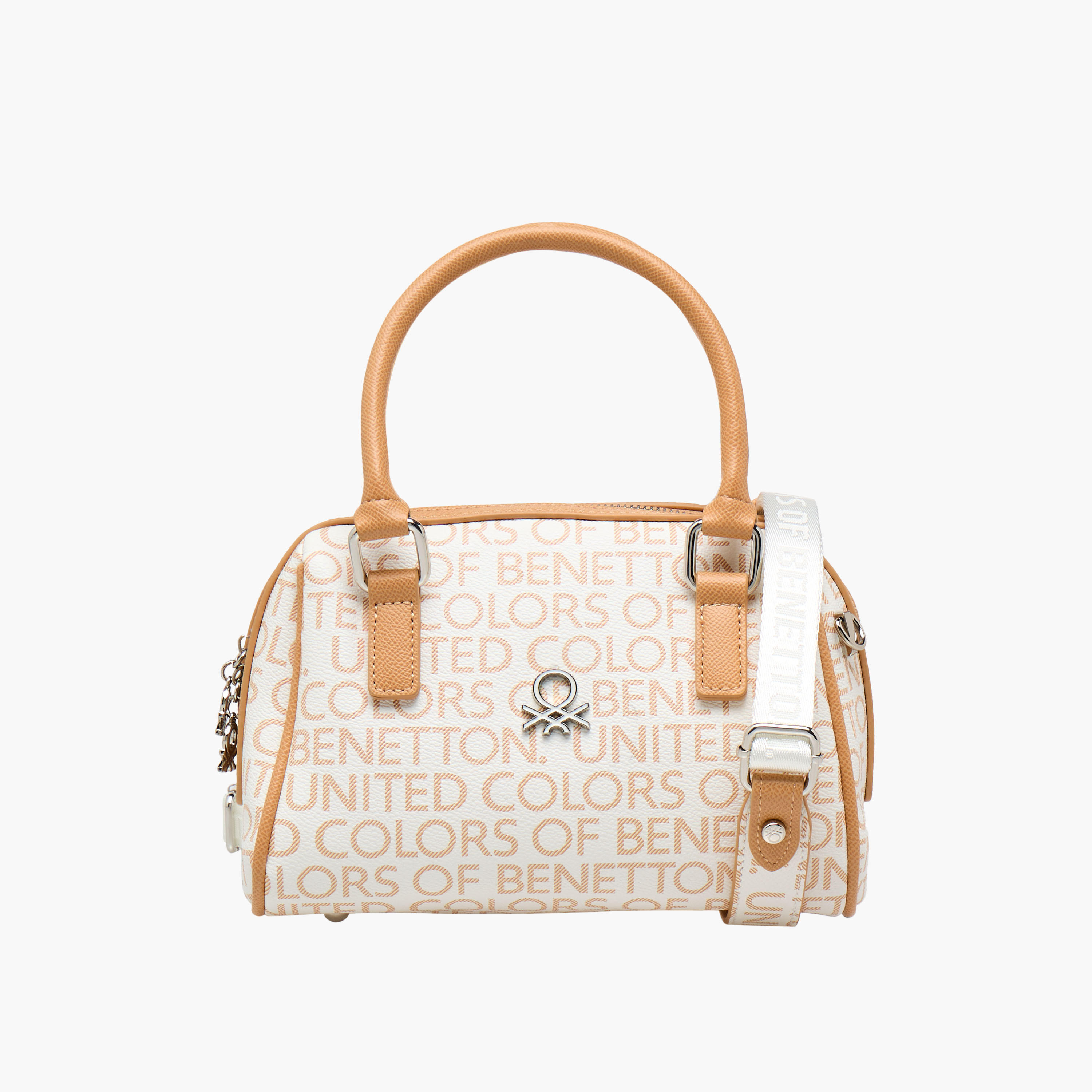 UCB Monogram Print Tote Bag with Detachable Strap-women-bagsandwallets-handbags-image-1