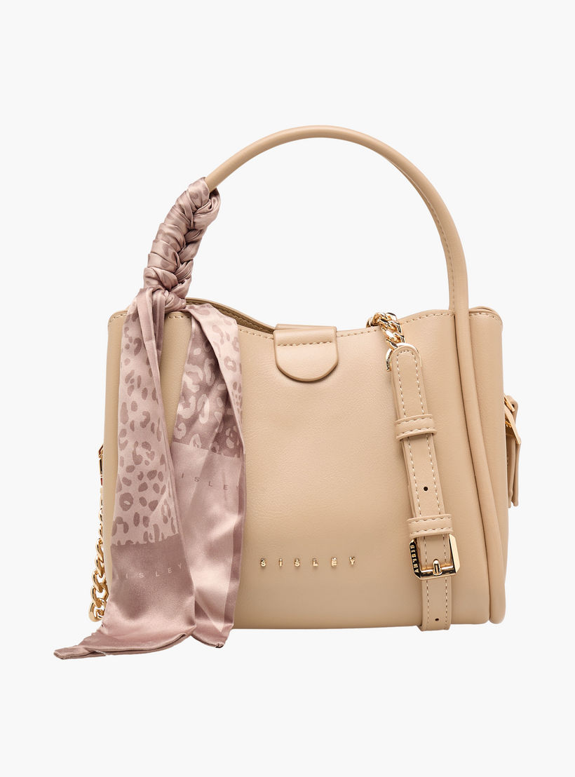 Sisley Textured Crossbody Bag with Scarf and Chain Detail-women-bagsandwallets-handbags-image-1