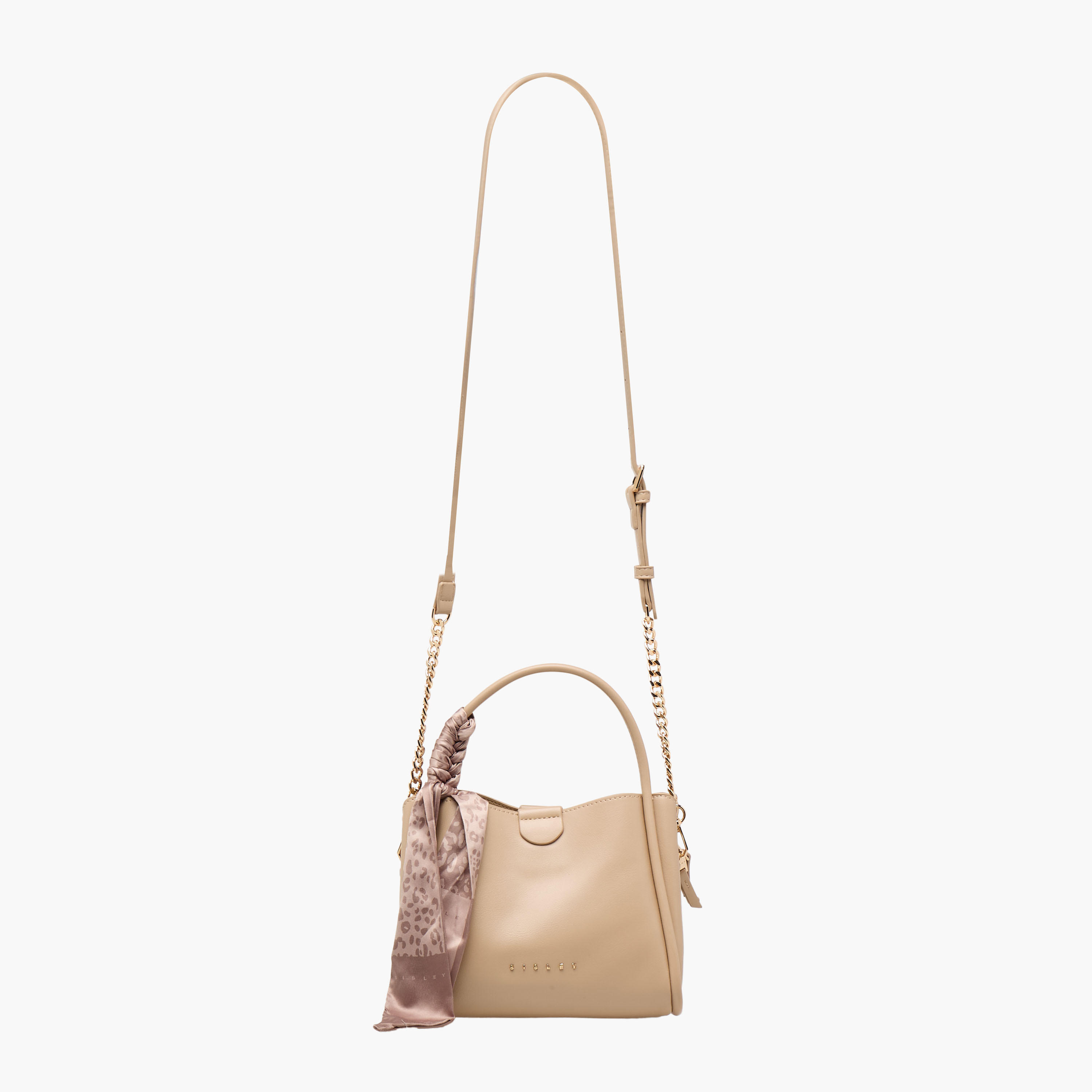 Sisley Textured Crossbody Bag with Scarf and Chain Detail-women-bagsandwallets-handbags-image-3