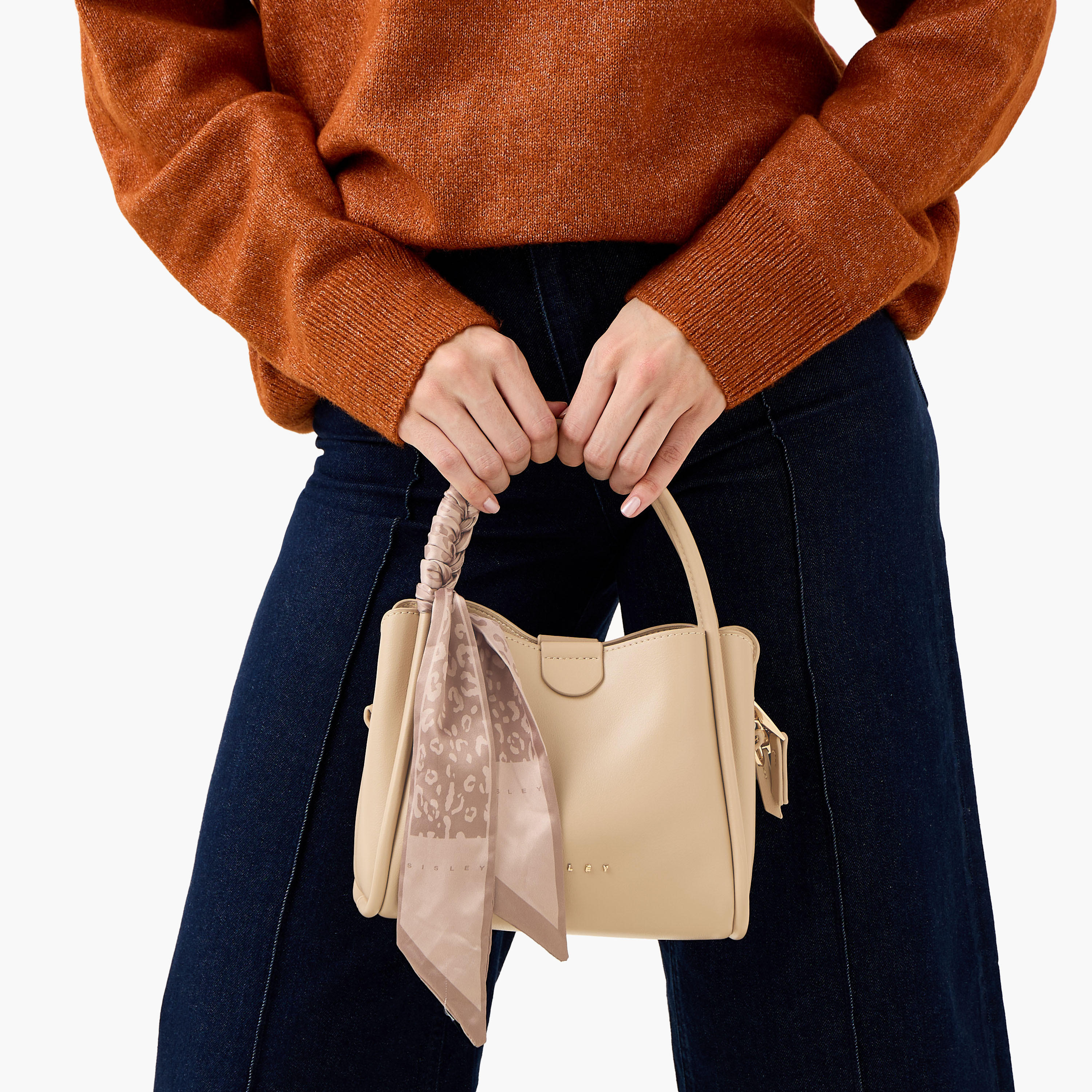 Sisley Textured Crossbody Bag with Scarf and Chain Detail-women-bagsandwallets-handbags-image-8