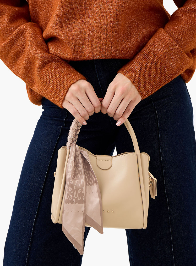 Sisley Textured Crossbody Bag with Scarf and Chain Detail-women-bagsandwallets-handbags-image-8