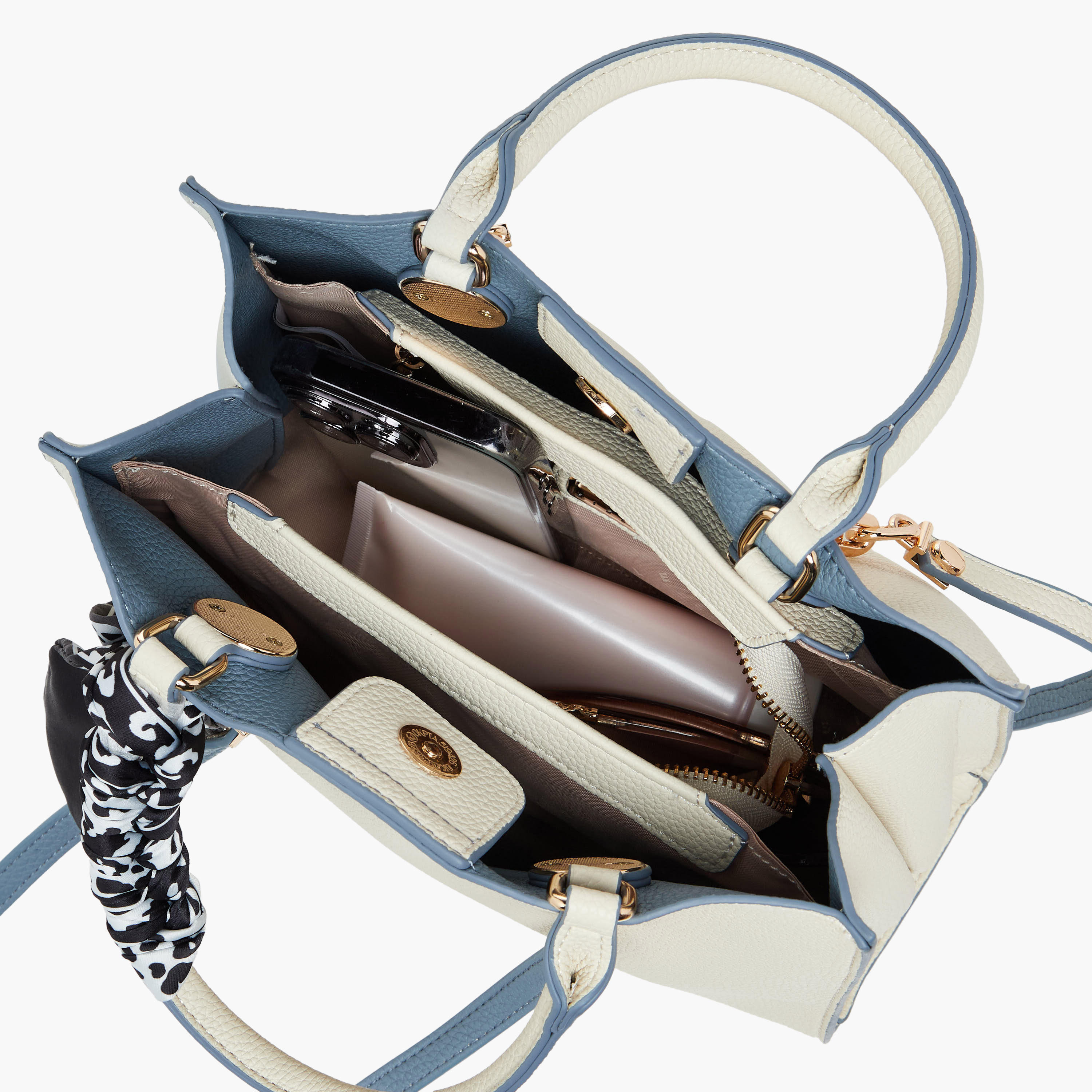 Sisley Textured Tote Bag with Scarf Detail-women-bagsandwallets-handbags-image-8