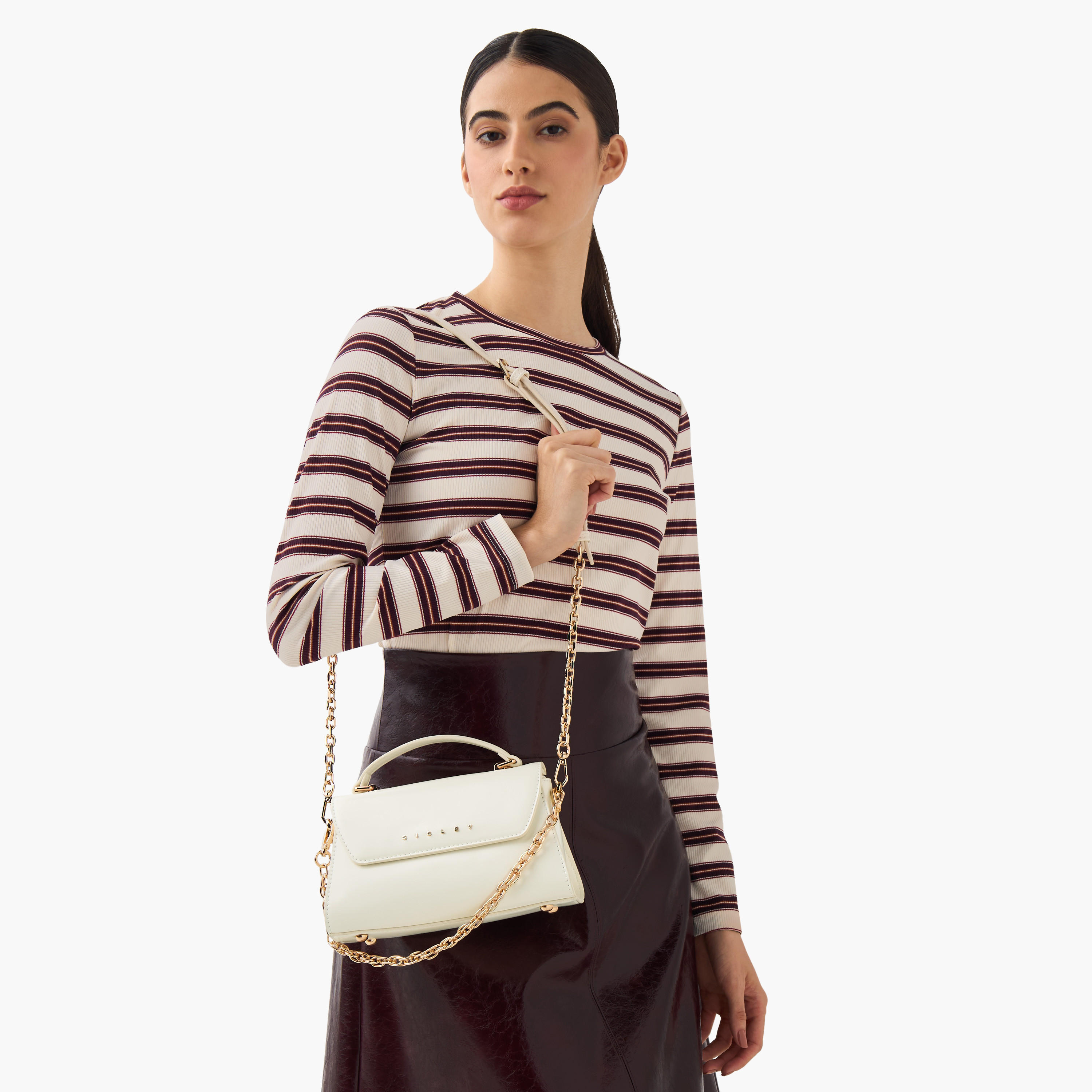 Sisley Solid Crossbody Bag with Button Closure-women-bagsandwallets-handbags-image-2