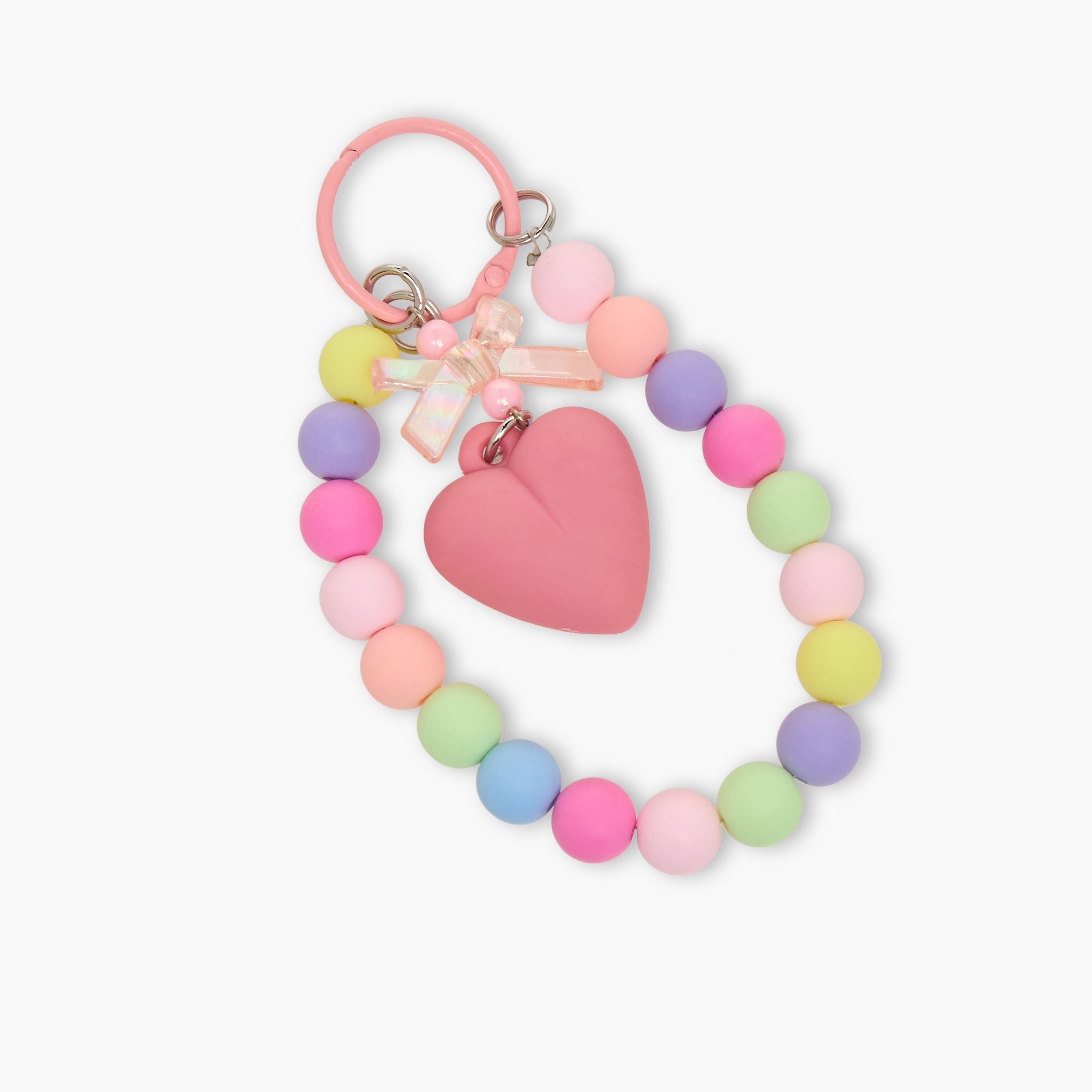 Girls Keyring with Bead and Heart Charms-girls-accessories-keyringsandbagcharms-image-2