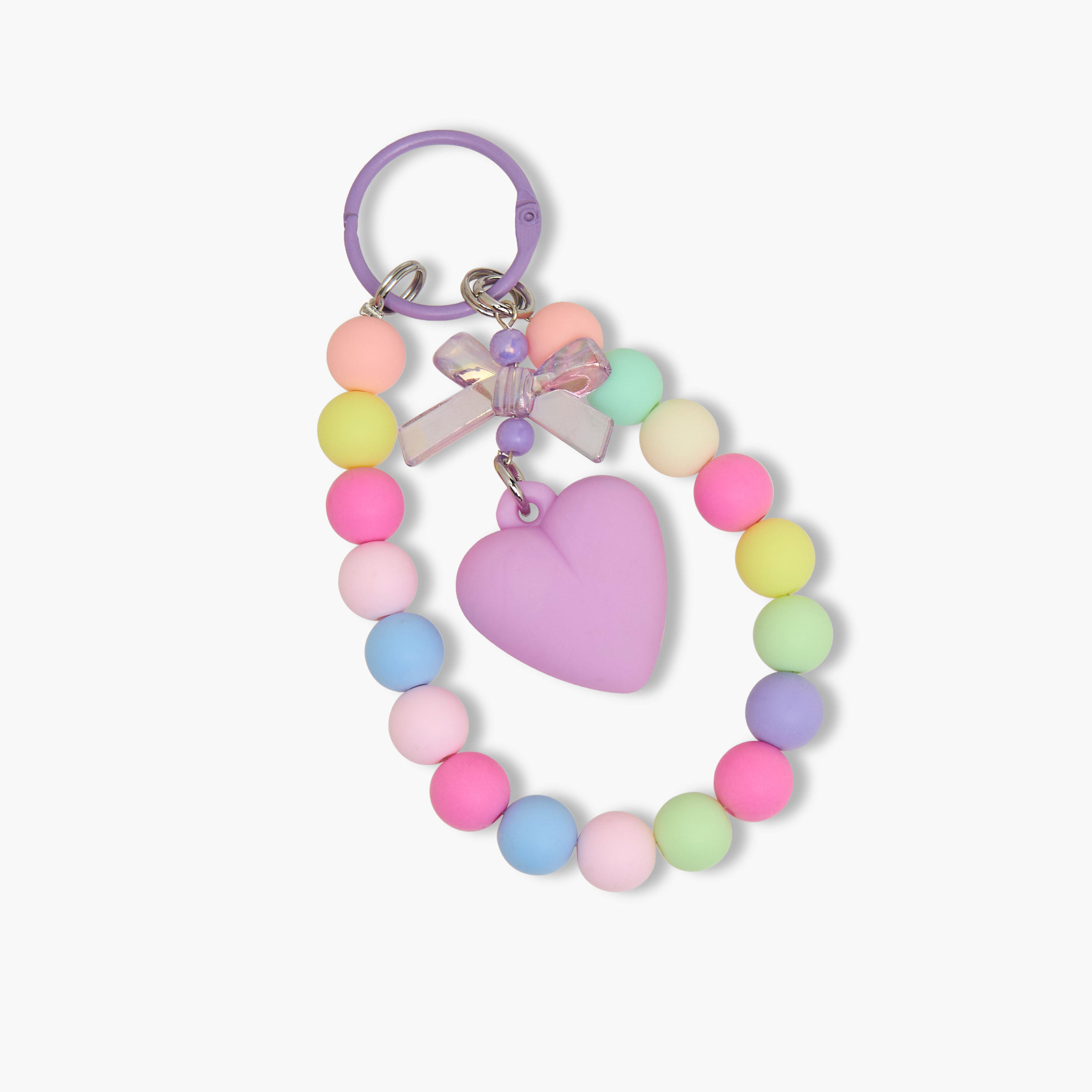 Girls Keyring with Bead and Heart Charms-girls-accessories-keyringsandbagcharms-image-2