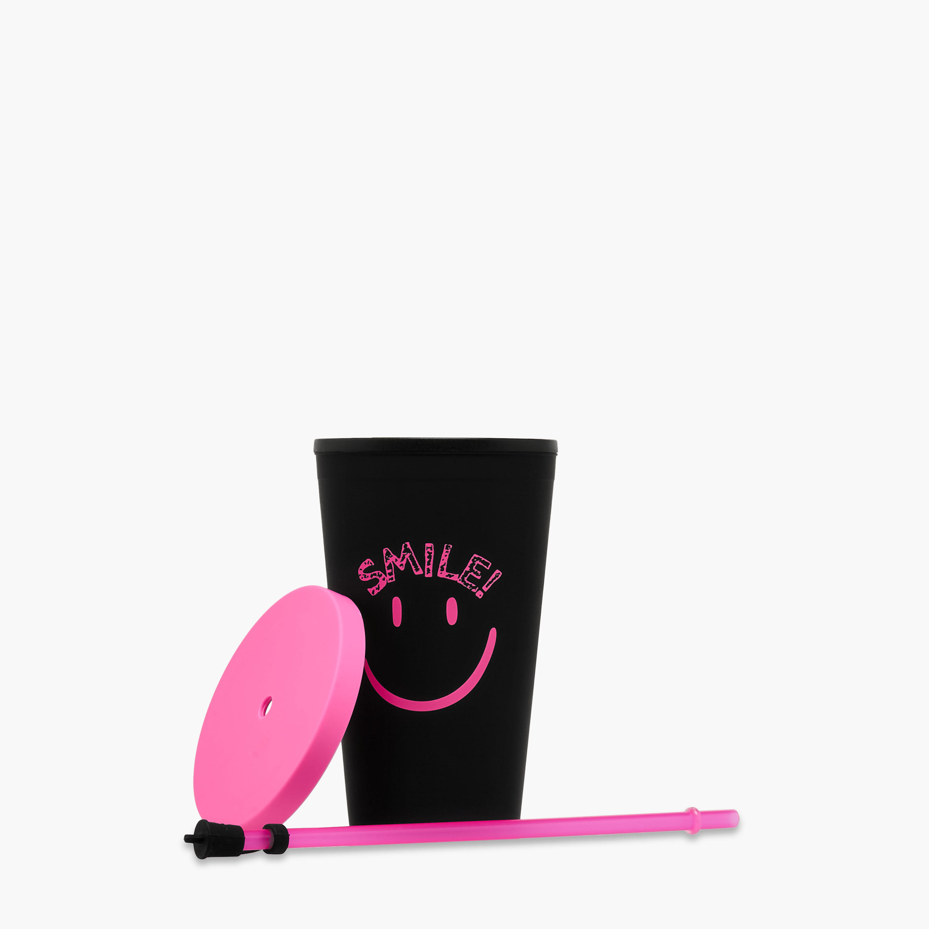 Smiley Print Double Wall Tumbler with Straw - 450 ml-school-waterbottles-image-2