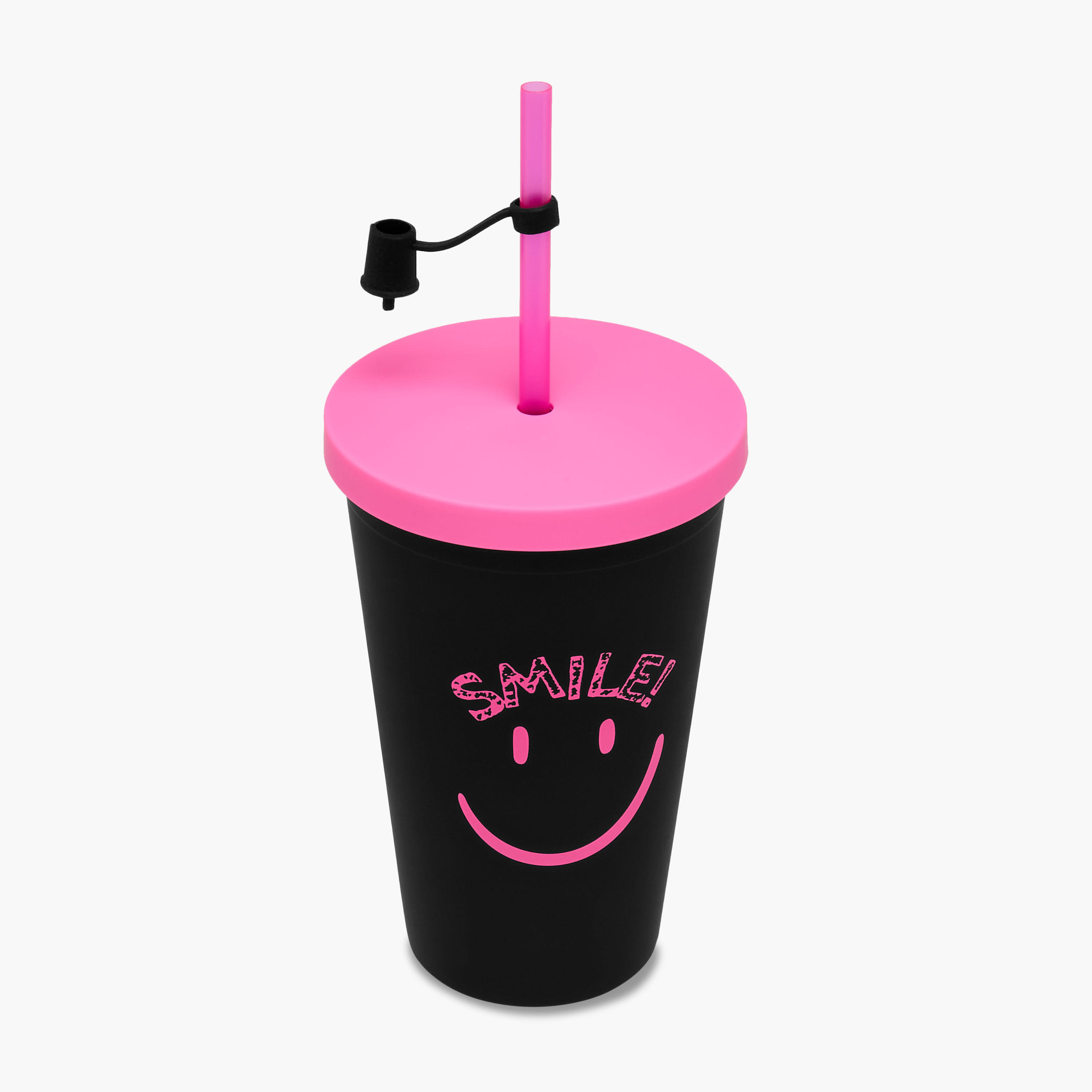 Smiley Print Double Wall Tumbler with Straw - 450 ml-school-waterbottles-image-3