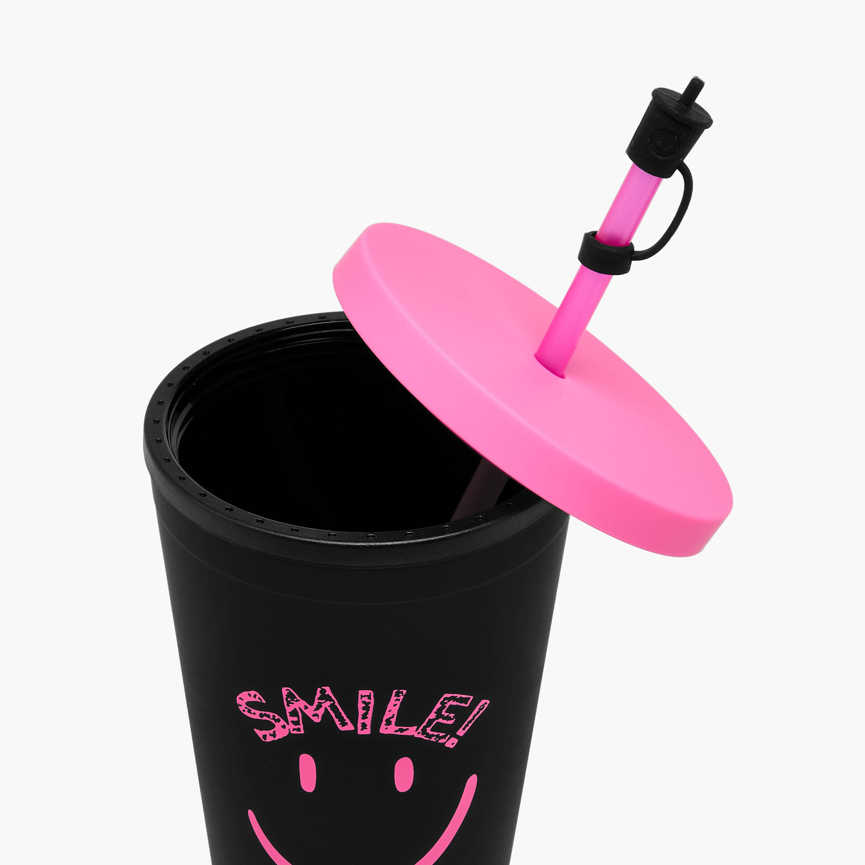 Smiley Print Double Wall Tumbler with Straw - 450 ml-school-waterbottles-image-4