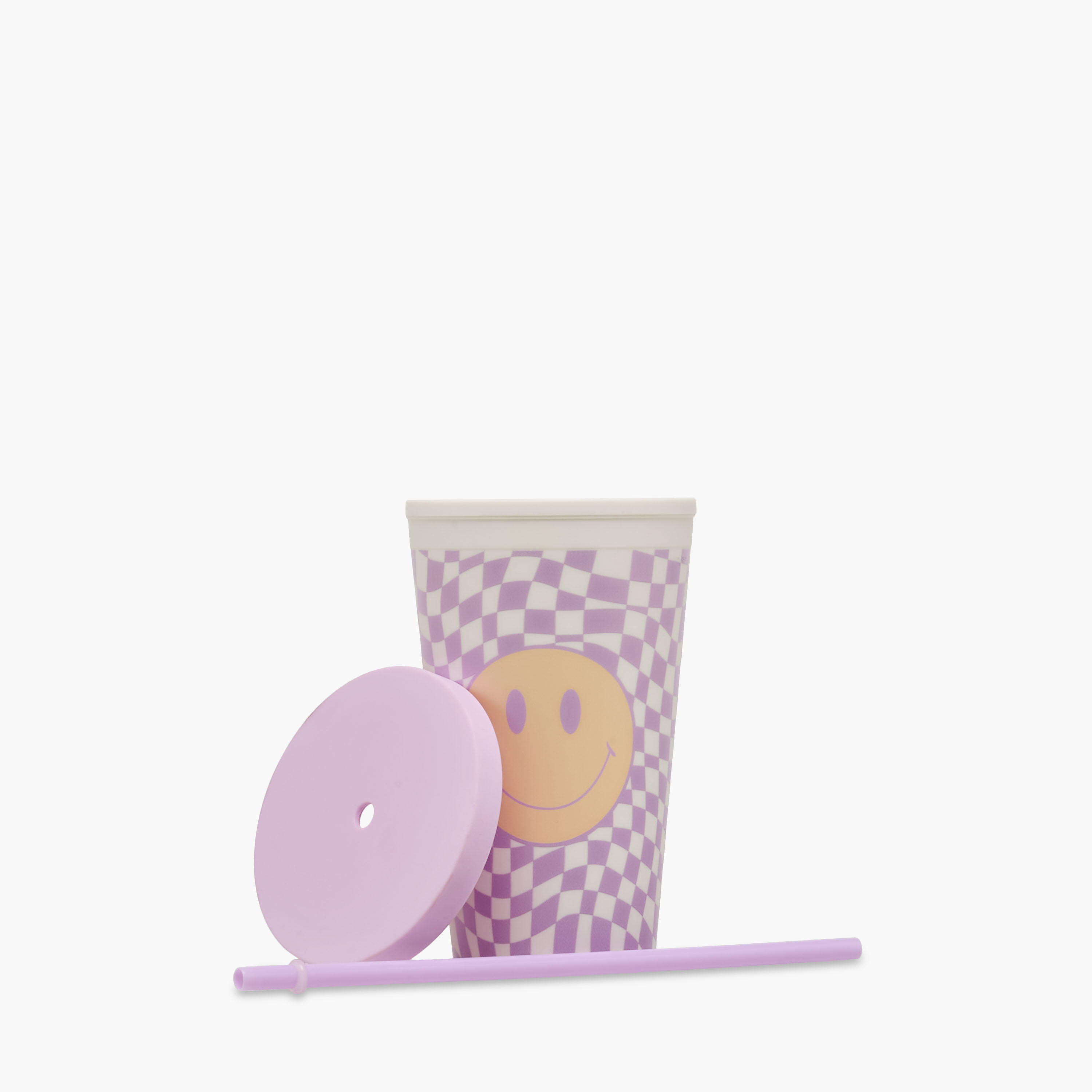 Smiley Print Double Wall Tumbler with Straw - 450 ml-school-waterbottles-image-2