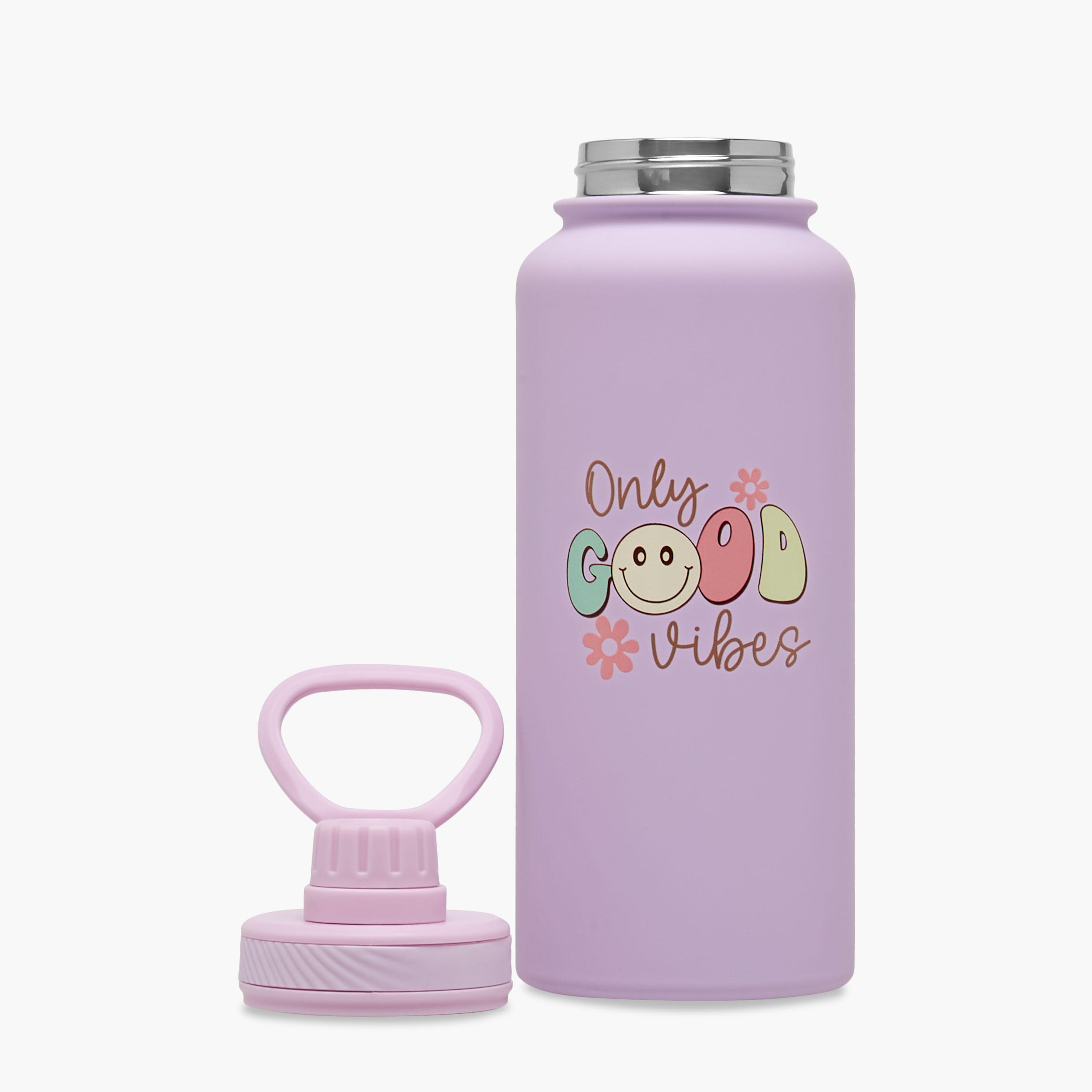 Only Good Vibes Print Double Wall Water Bottle - 1 L-household-dining-drinkserveware-bottles-image-2