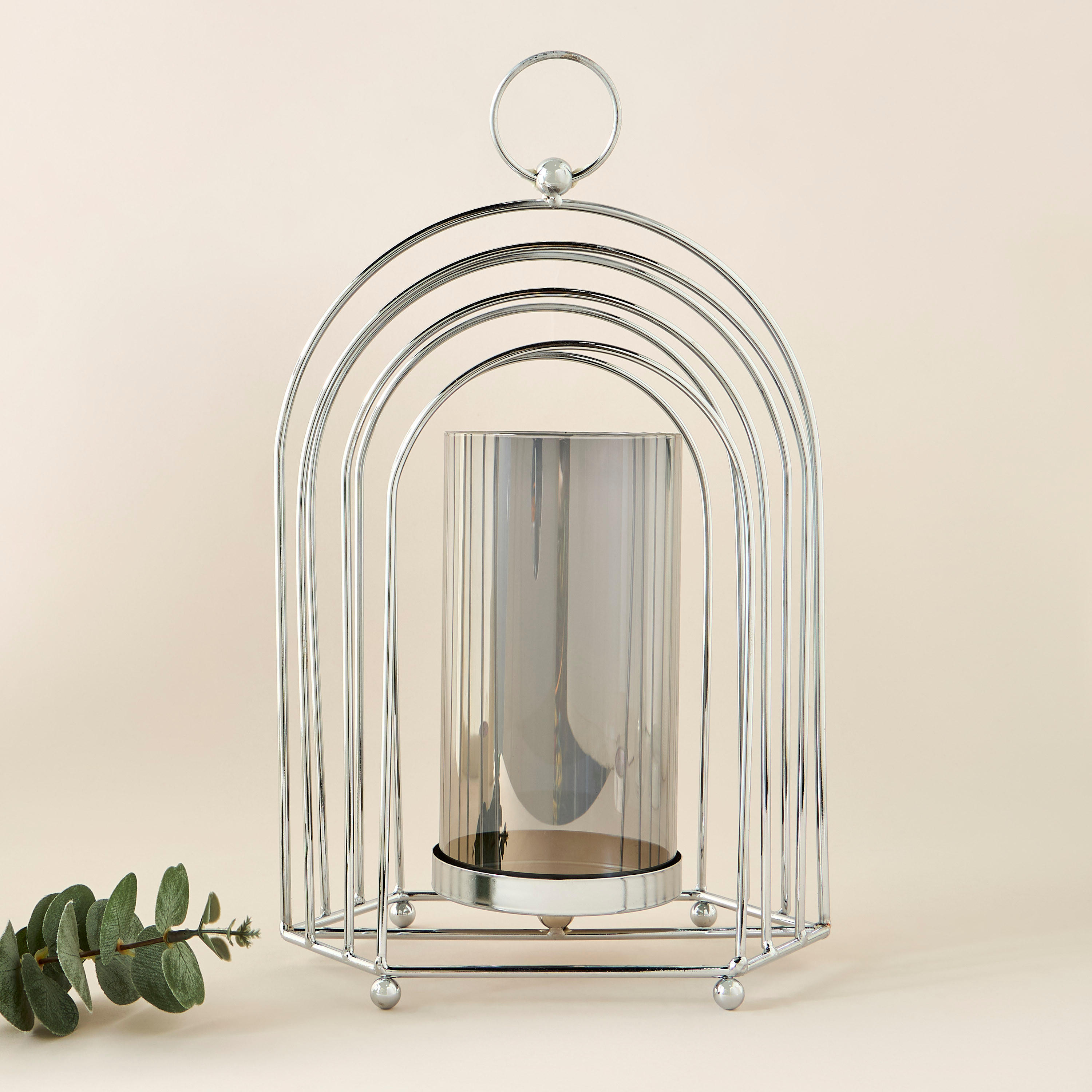 Metal Candleholder with Glass Tube - 33 cms-household-decor-candleholdersandlanterns-image-1