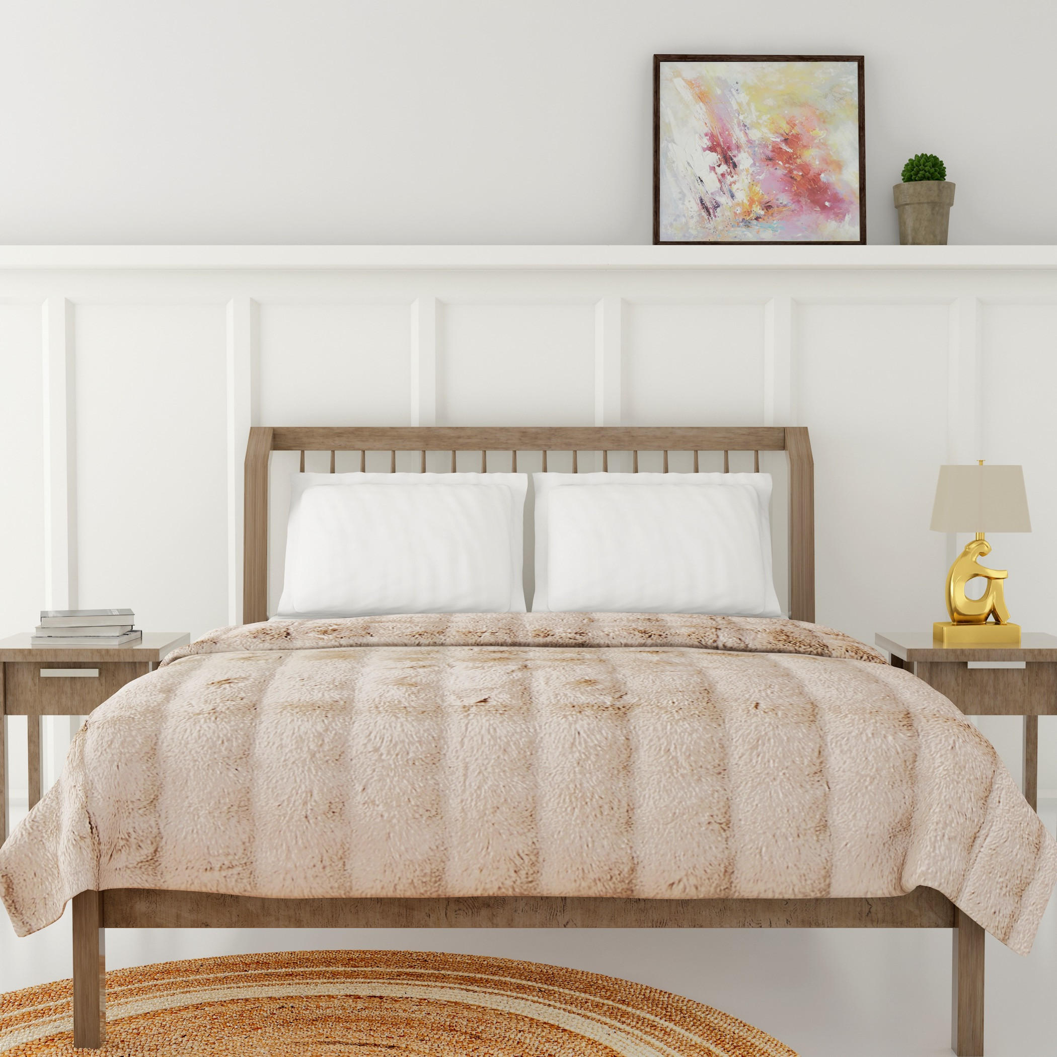Gia Como - Bubble Rabbit Fur Blanket - Oyster-household-bedding-blankets-image-1