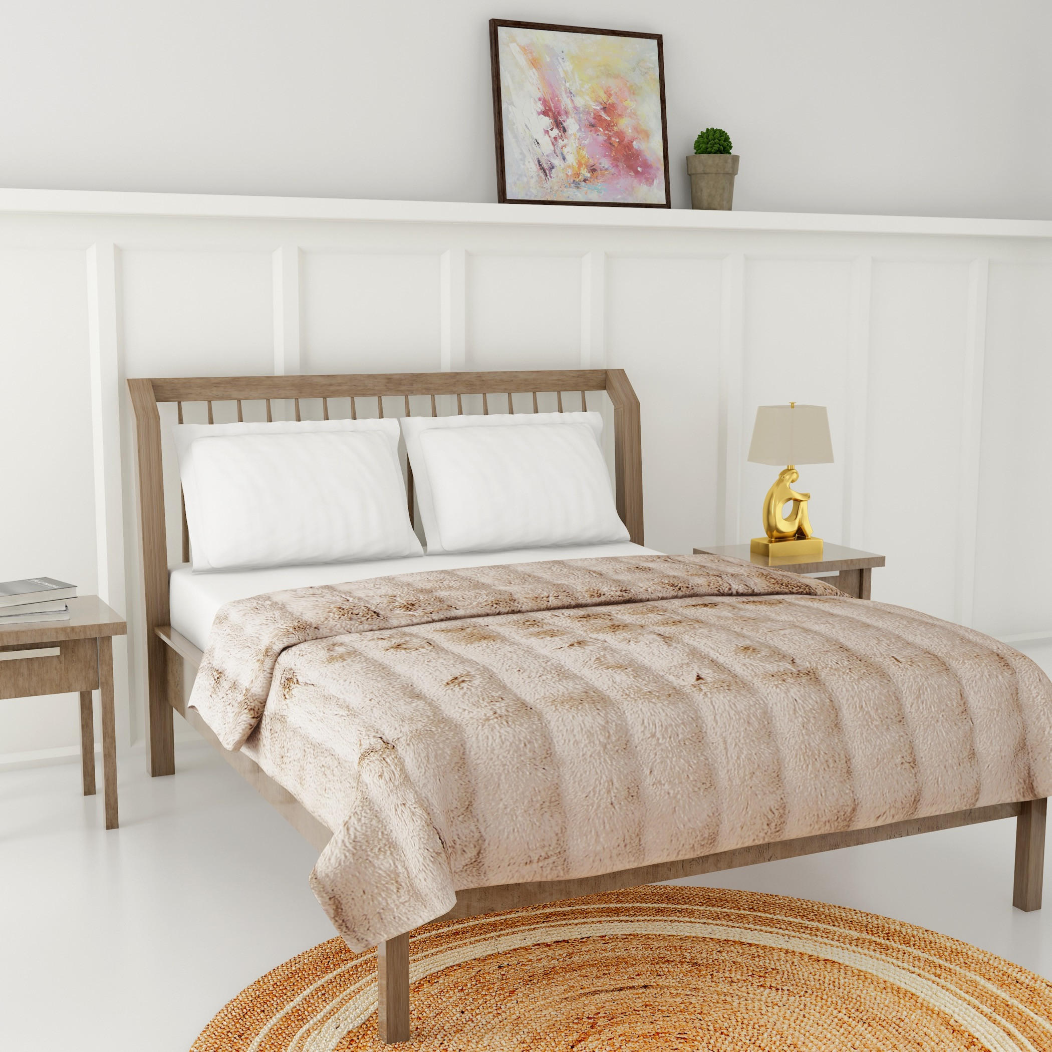 Gia Como - Bubble Rabbit Fur Blanket - Oyster-household-bedding-blankets-image-2