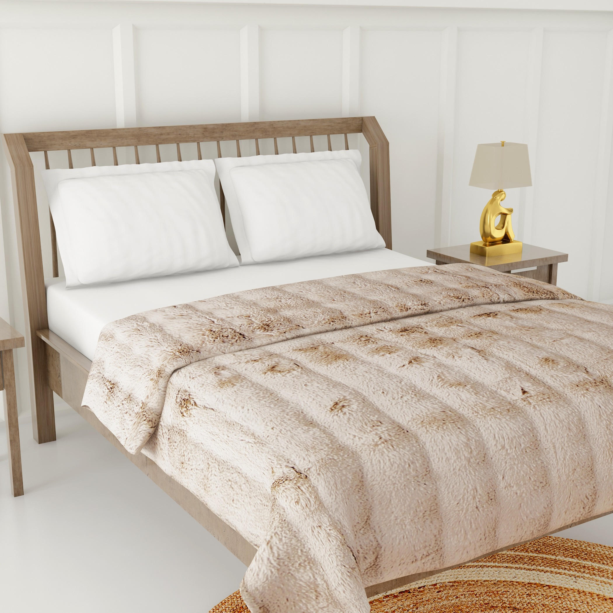 Gia Como - Bubble Rabbit Fur Blanket - Oyster-household-bedding-blankets-image-3