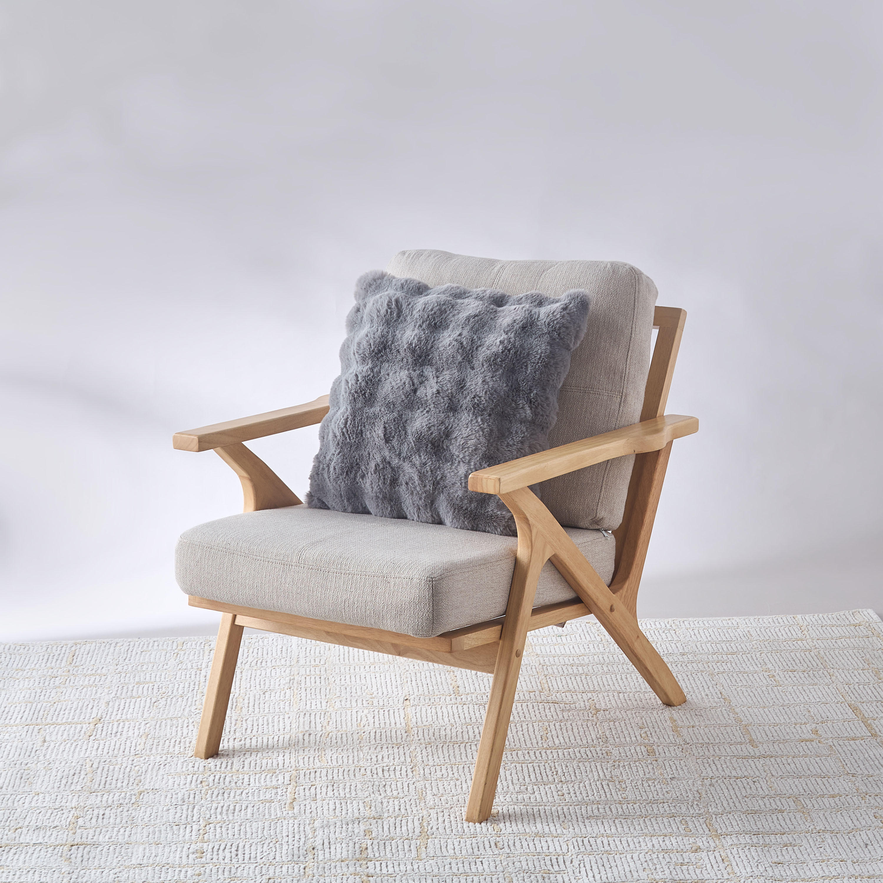 Gia Como - Bubble Rabbit Fur Cushion - Grey -household-cushionsandthrows-filledcushions-decorativecushions-image-2