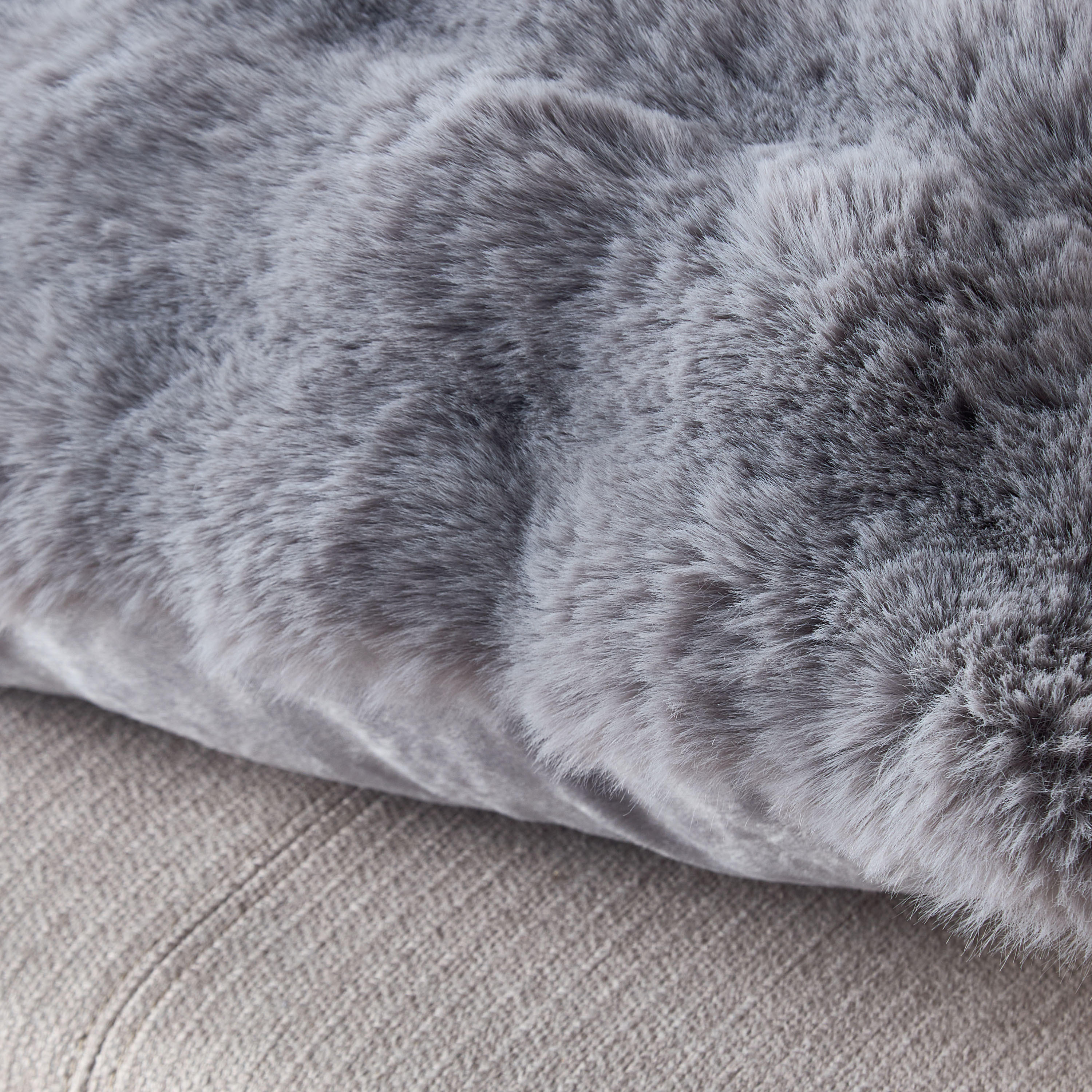 Gia Como - Bubble Rabbit Fur Cushion - Grey -household-cushionsandthrows-filledcushions-decorativecushions-image-3