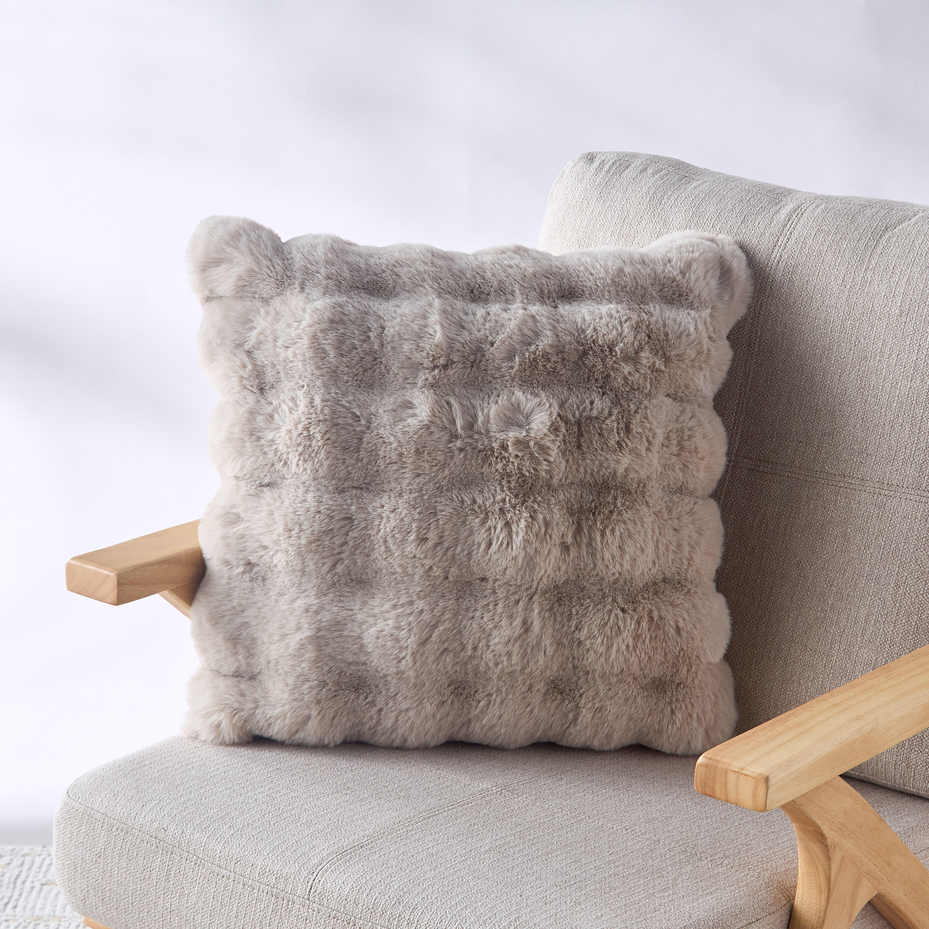 Gia Como - Bubble Rabbit Fur Cushion - Oyster† -household-cushionsandthrows-filledcushions-decorativecushions-image-1