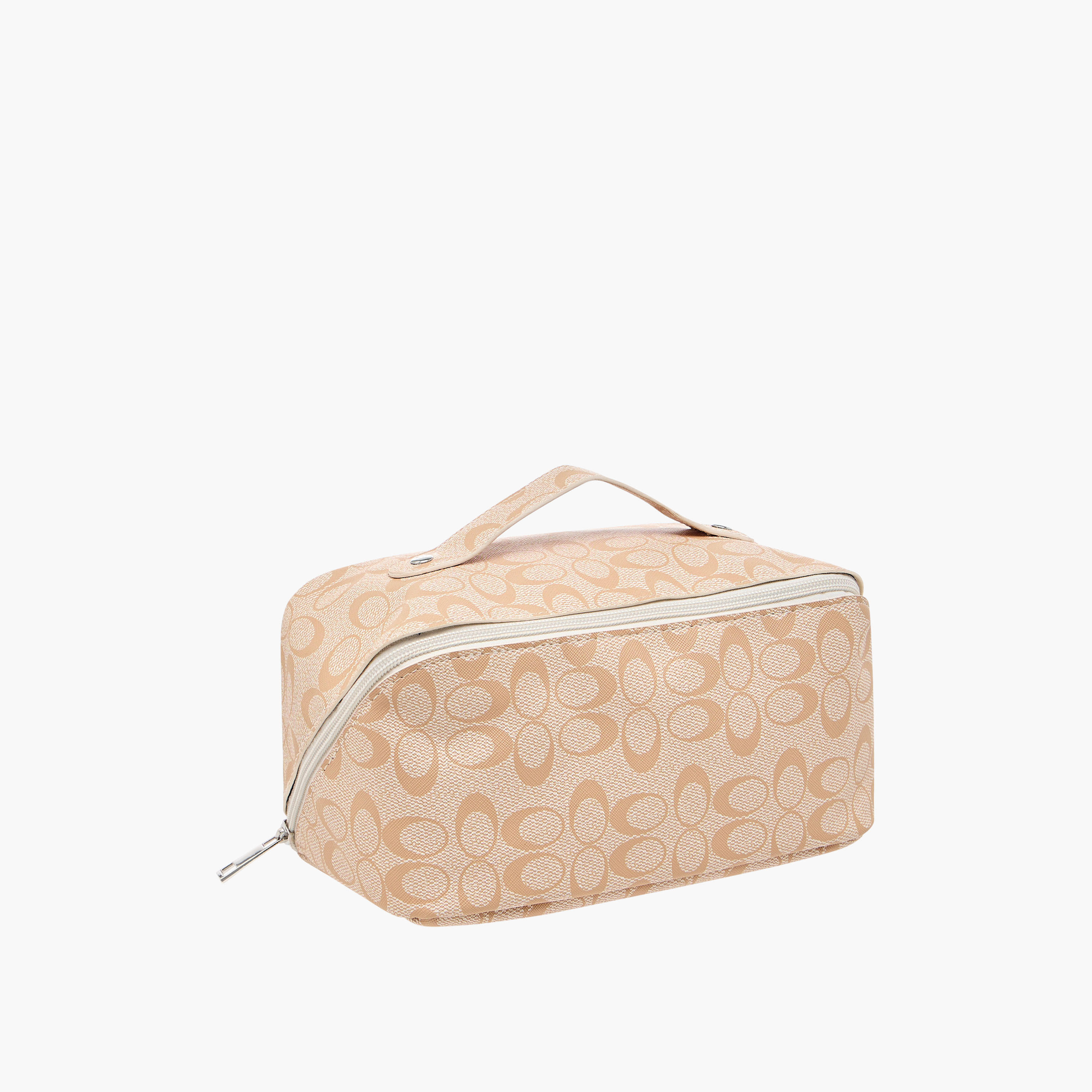 Monogram Print Cosmetics Bag with Handle - 24x12x12 cms-beautyandpersonalcare-makeup-brushesandaccessories-makeuppouches-image-3