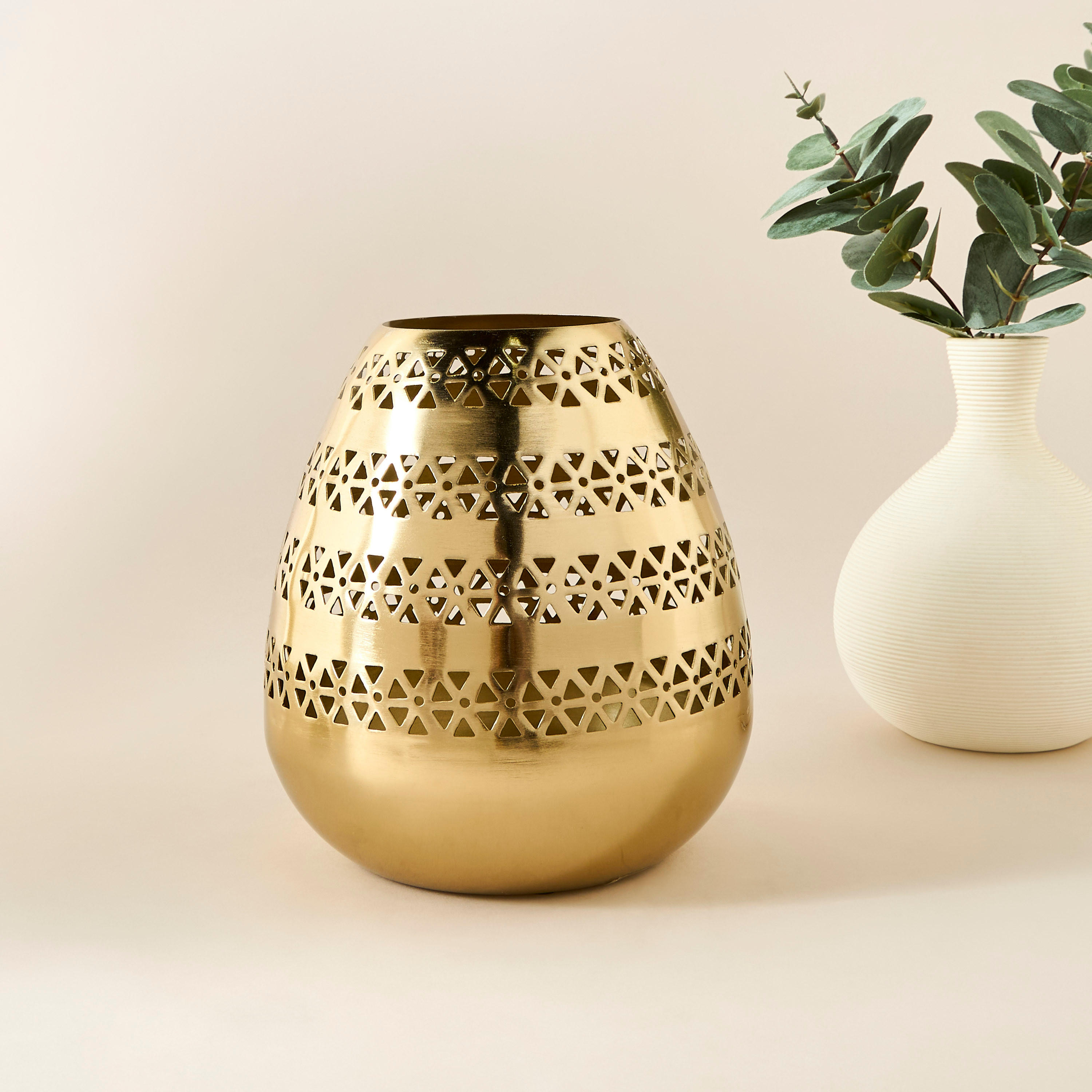 Cutout Detail Metal Vase - 18x18x20 cms-household-decor-vasesandbowls-image-1