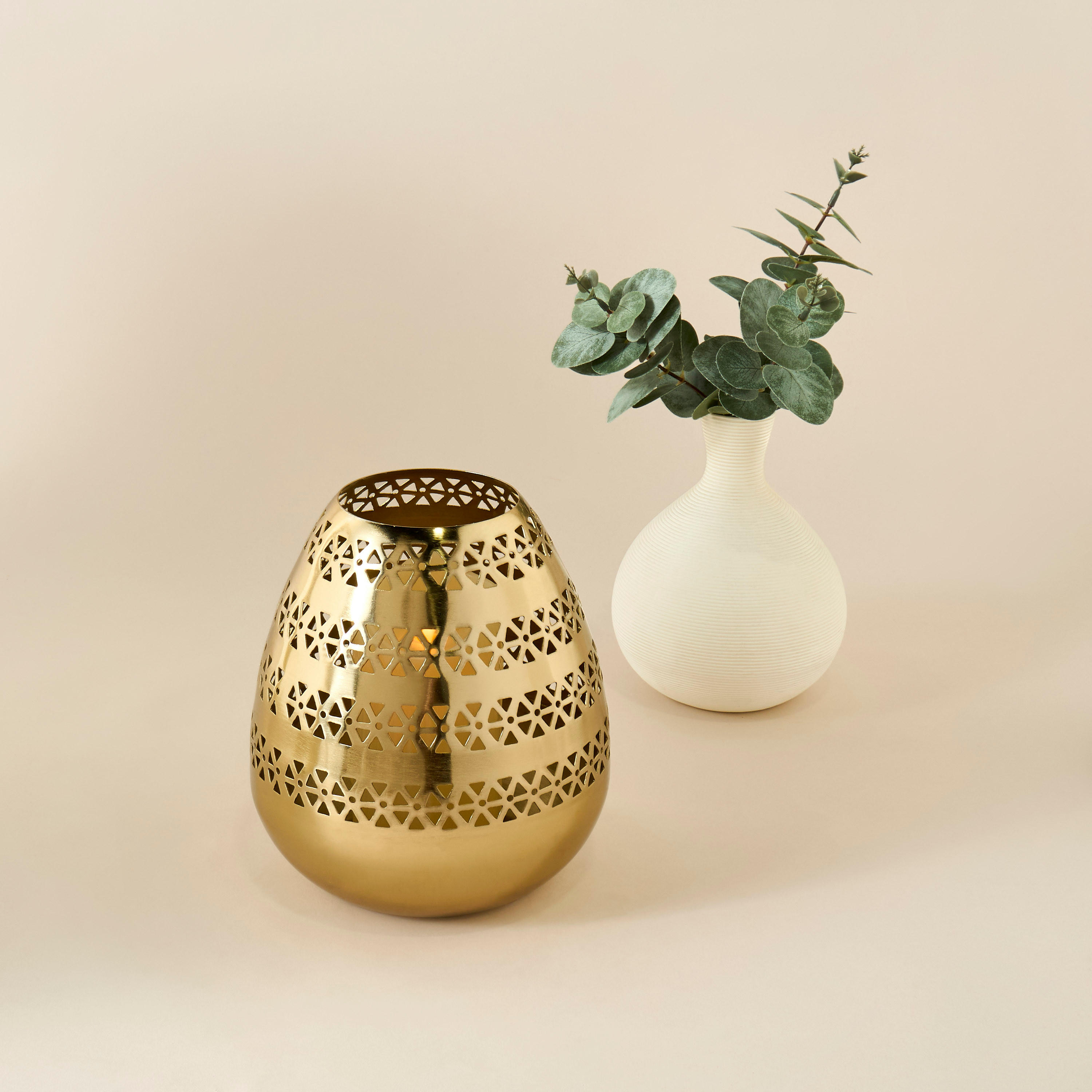 Cutout Detail Metal Vase - 18x18x20 cms-household-decor-vasesandbowls-image-2