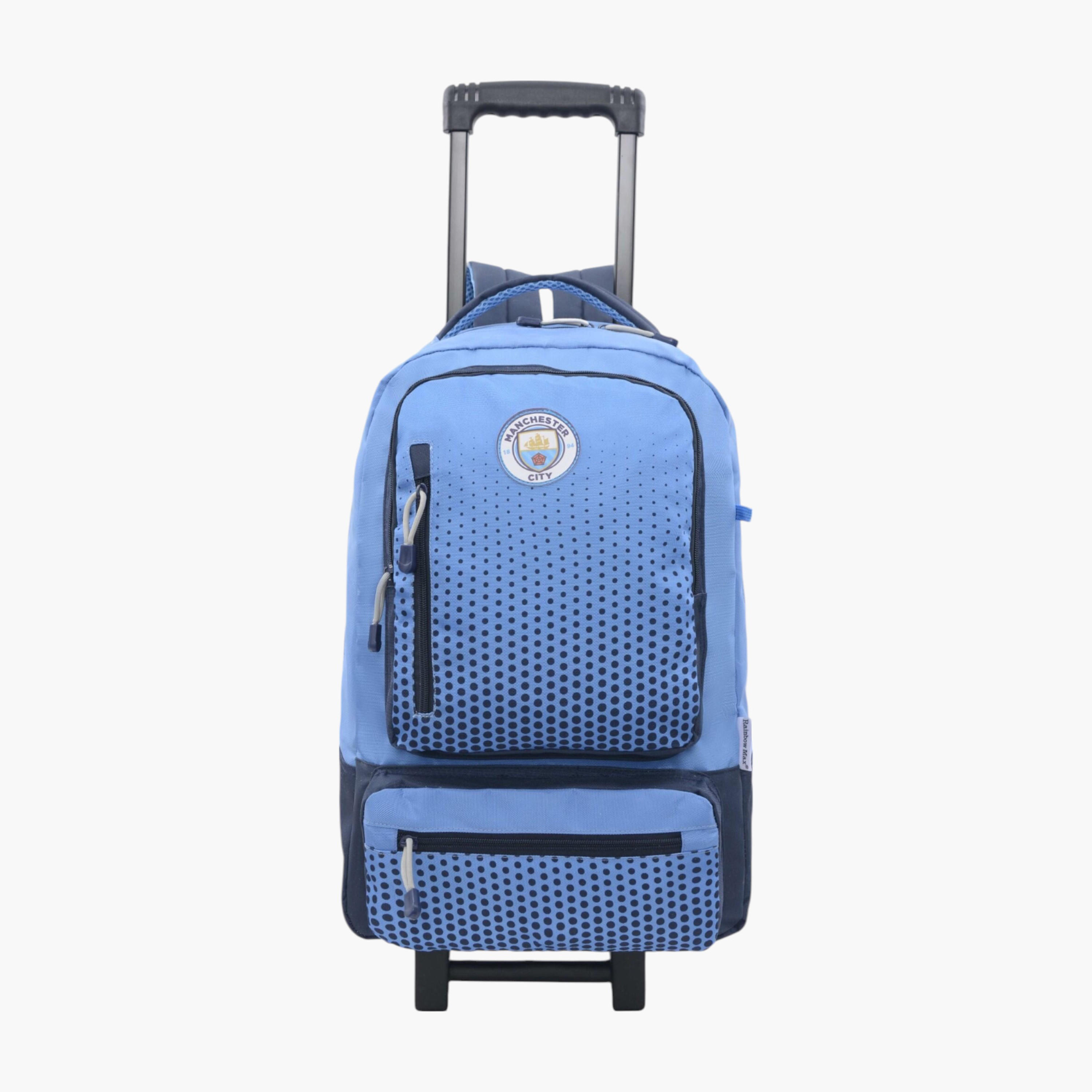شنطة ظهر ترولي بمقبض قابل للسحب وطبعات من مانشستر سيتي - 27x10x31 سم-school-bagsandbackpacks-trolleybags-image-1