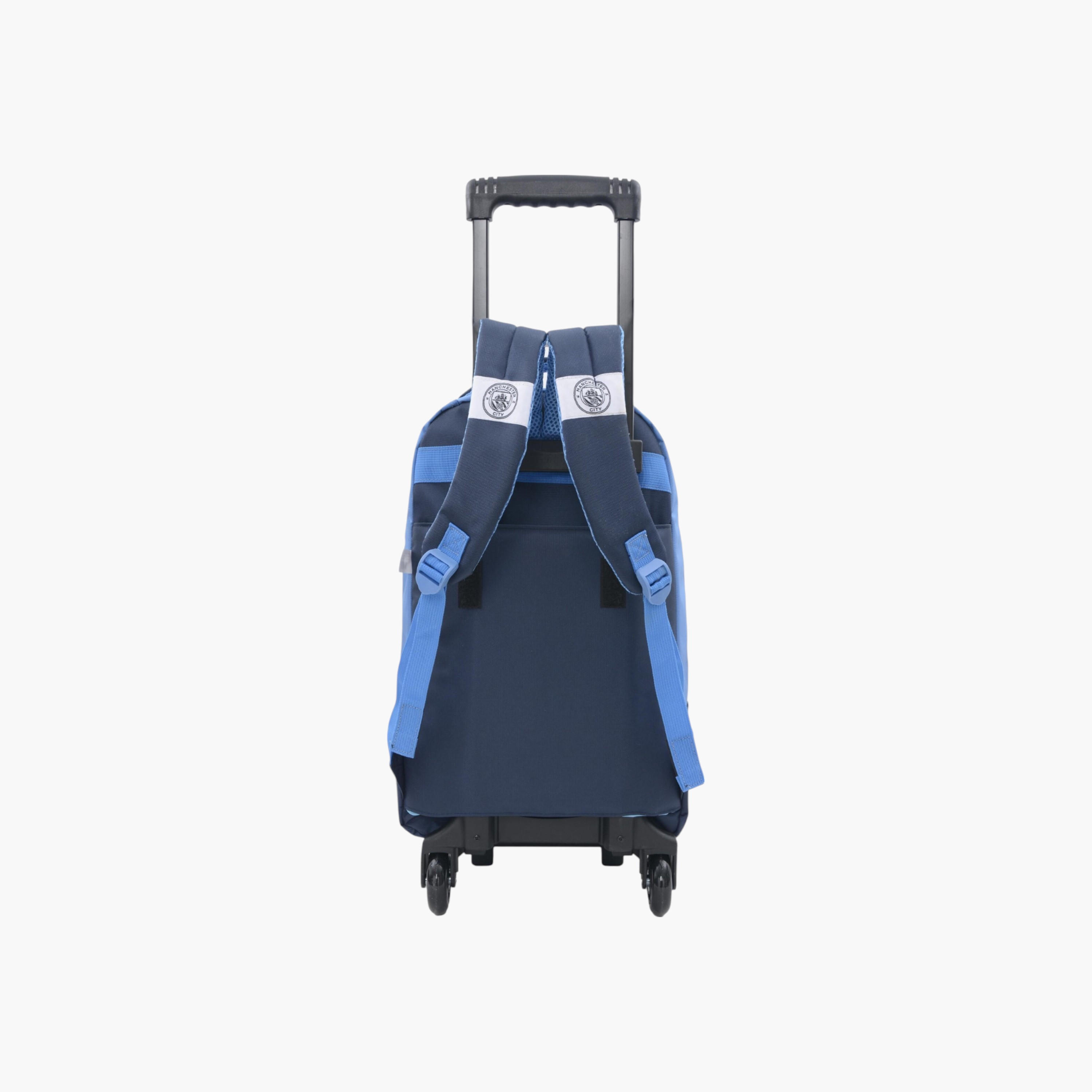 MANCHESTER CITY Printed Trolley Backpack with Retractable Handle - 27x10x31 cms-school-bagsandbackpacks-trolleybags-image-2