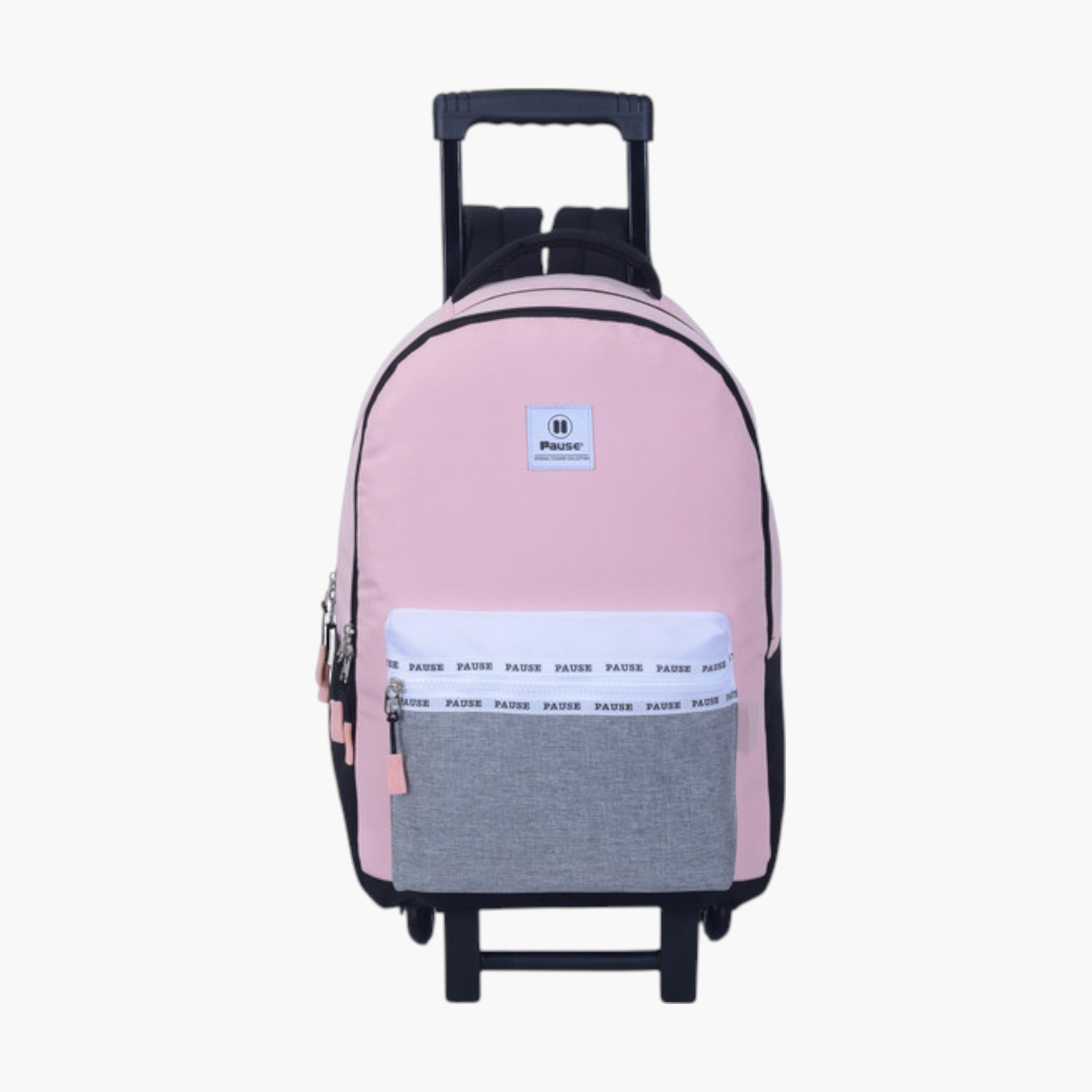 PAUSE Colourblock Trolley School Backpack with Retractable Handle - 27x10x31 cms-school-bagsandbackpacks-trolleybags-image-1