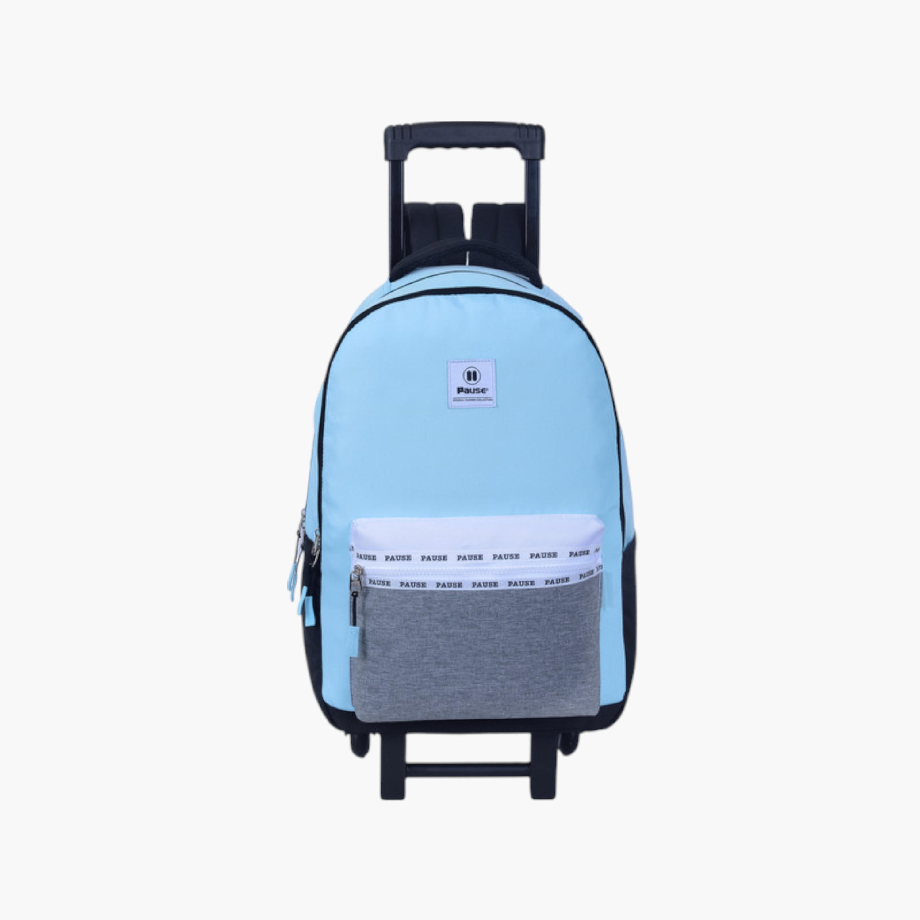 PAUSE Colourblock School Trolley Backpack with Retractable Handle - 27x10x31 cms-school-bagsandbackpacks-trolleybags-image-1