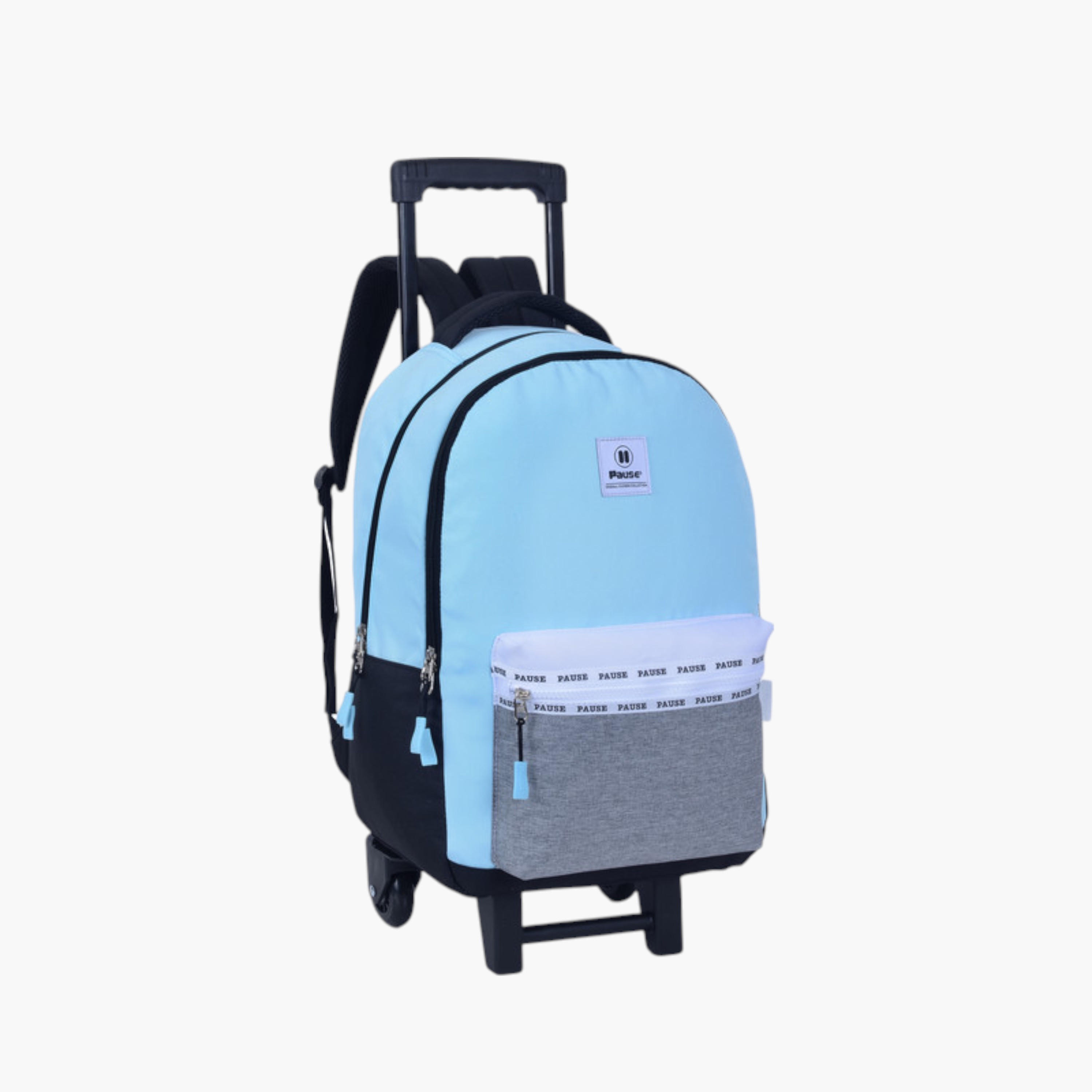 PAUSE Colourblock School Trolley Backpack with Retractable Handle - 27x10x31 cms-school-bagsandbackpacks-trolleybags-image-2