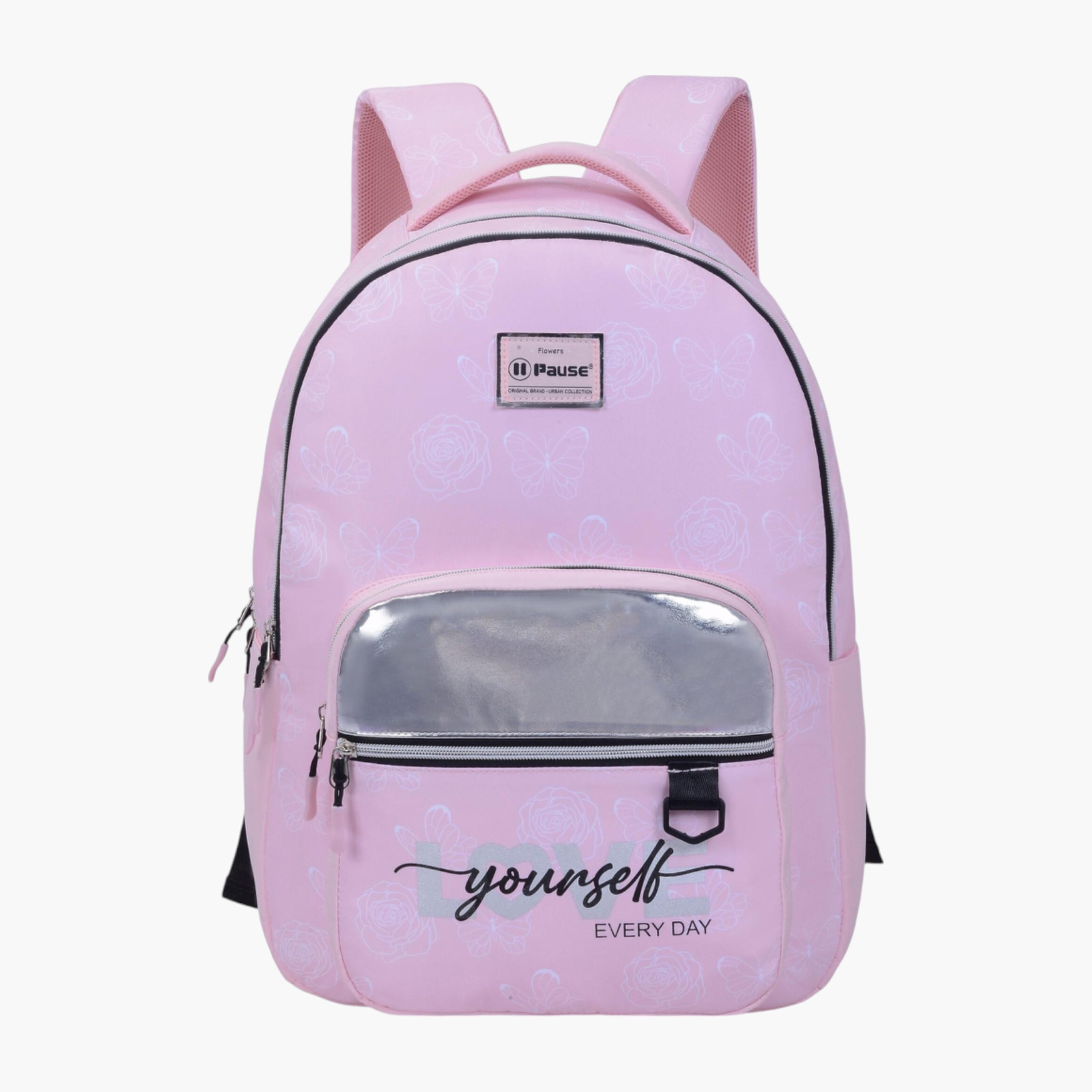 PAUSE Floral Print Backpack with Adjustable Straps and Zip Closure - 6x12x21 cms-school-bagsandbackpacks-backpacks-image-1