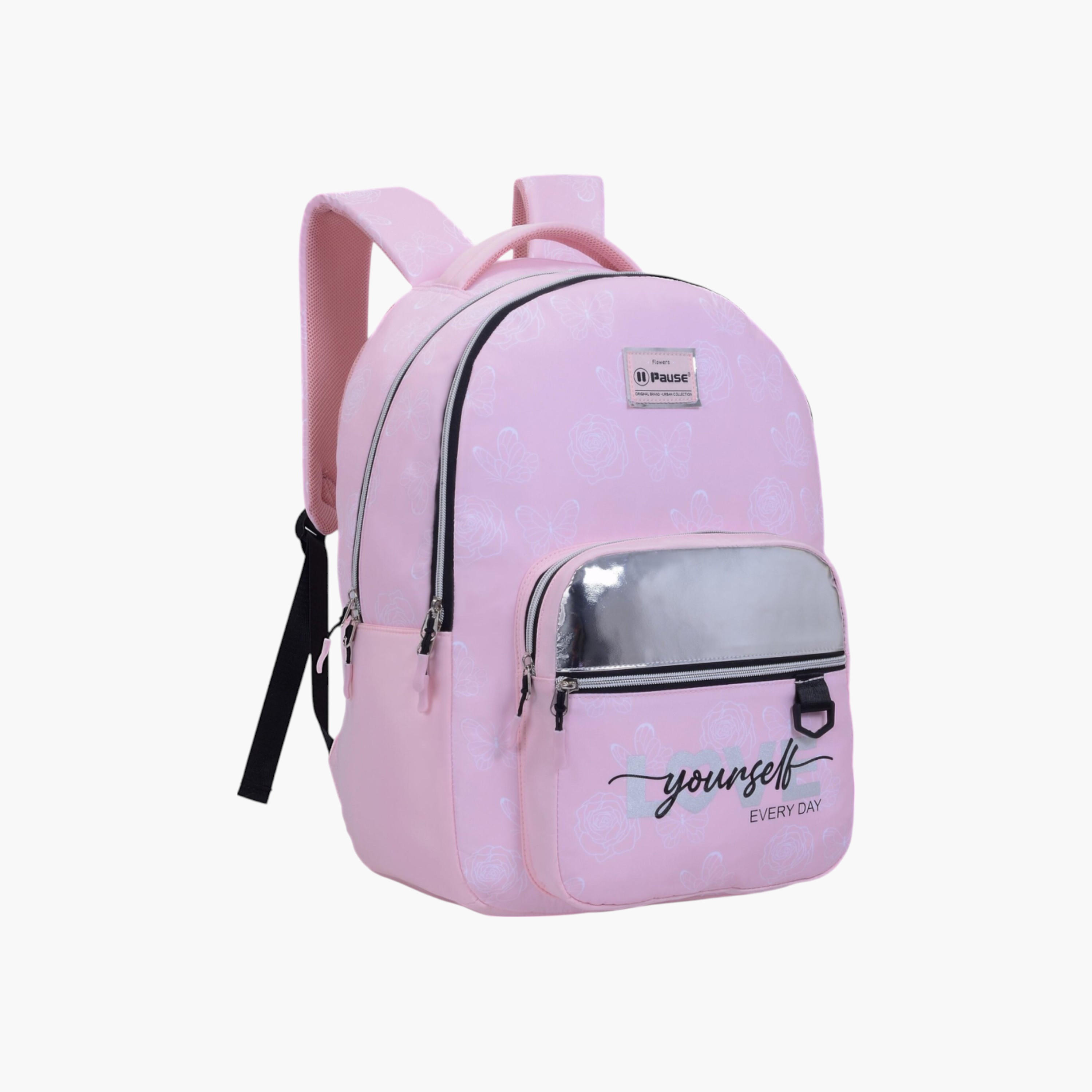 PAUSE Floral Print Backpack with Adjustable Straps and Zip Closure - 6x12x21 cms-school-bagsandbackpacks-backpacks-image-2