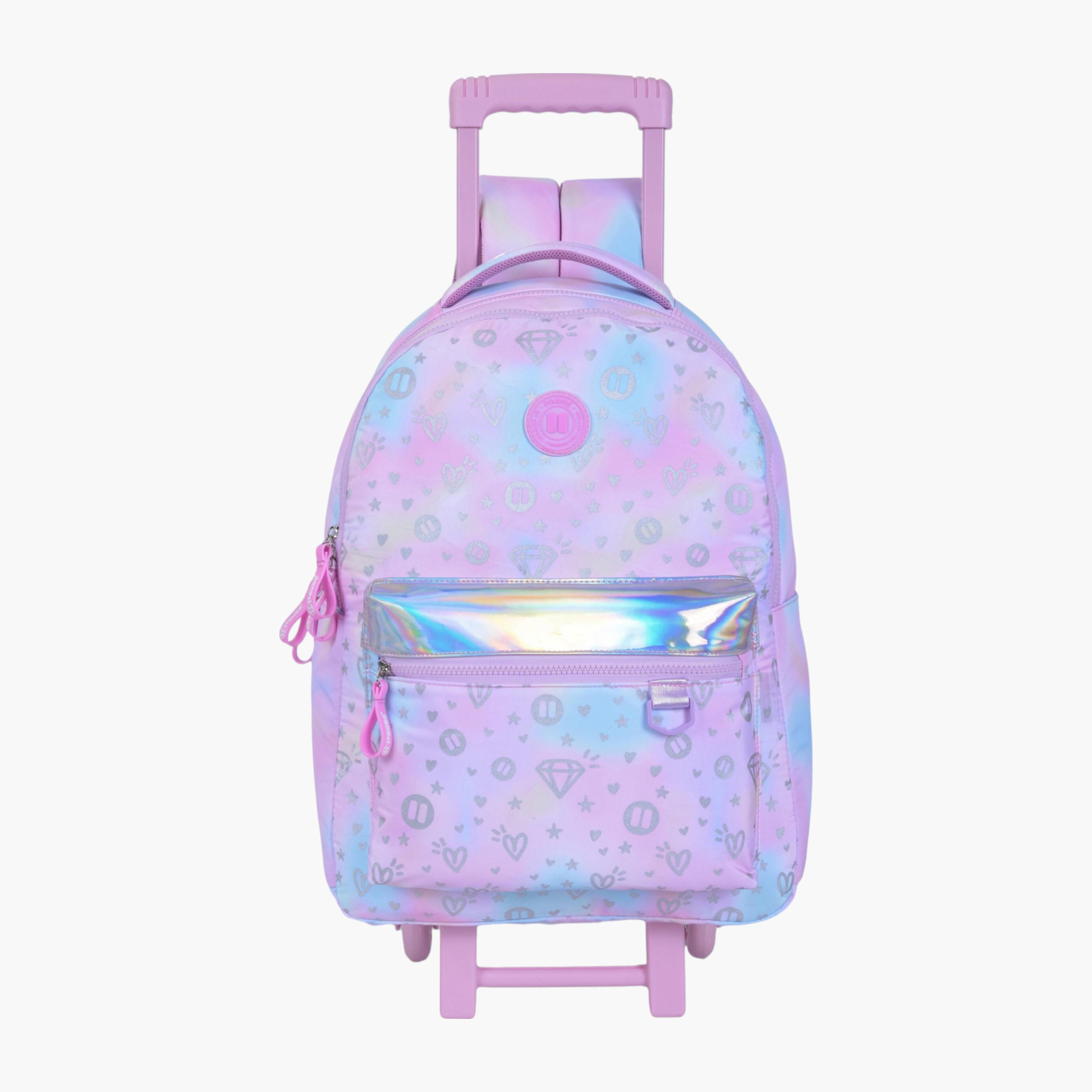 PAUSE Printed Trolley Backpack with Retractable Handle and Zip Closure - 27x10x31 cms-school-bagsandbackpacks-trolleybags-image-1