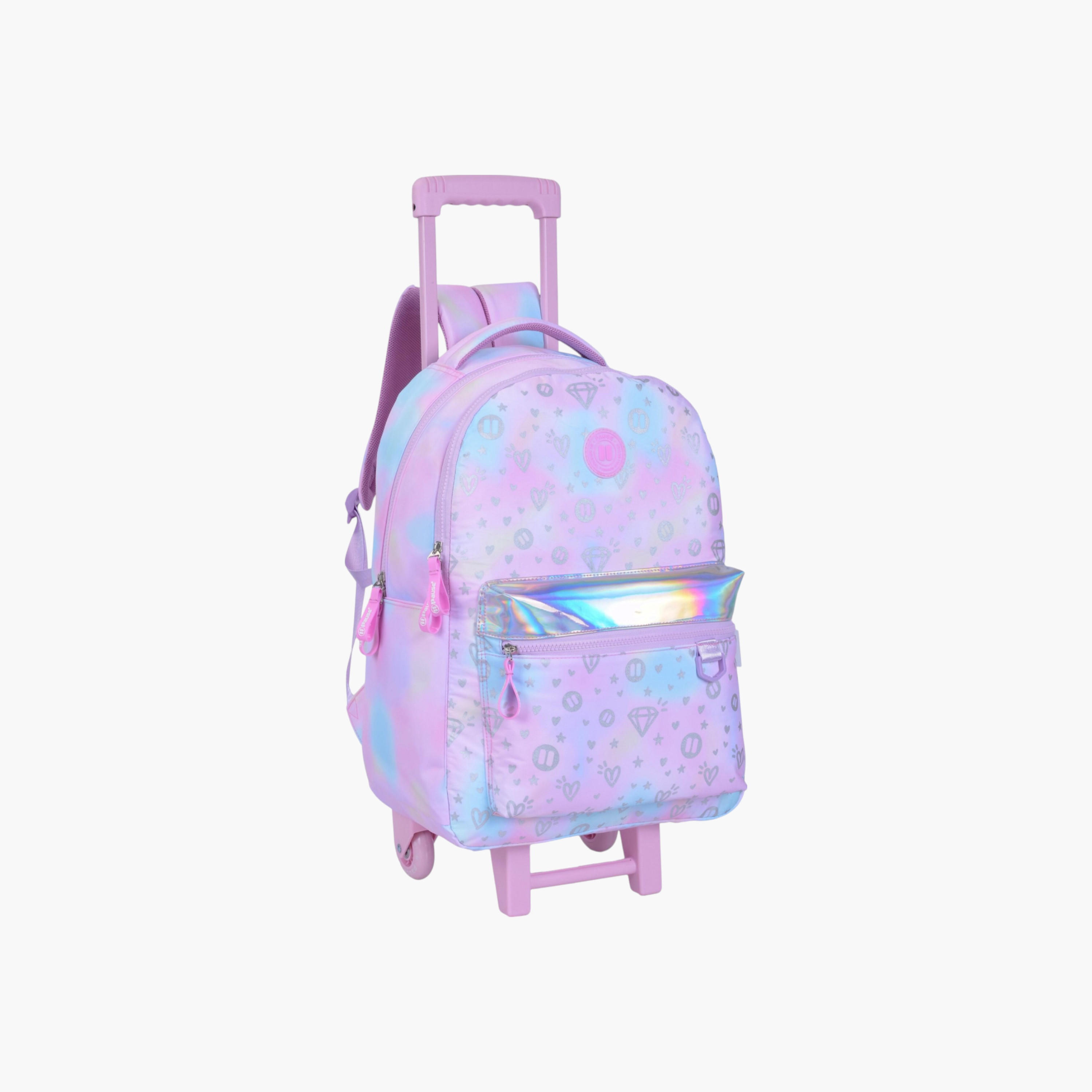 PAUSE Printed Trolley Backpack with Retractable Handle and Zip Closure - 27x10x31 cms-school-bagsandbackpacks-trolleybags-image-2