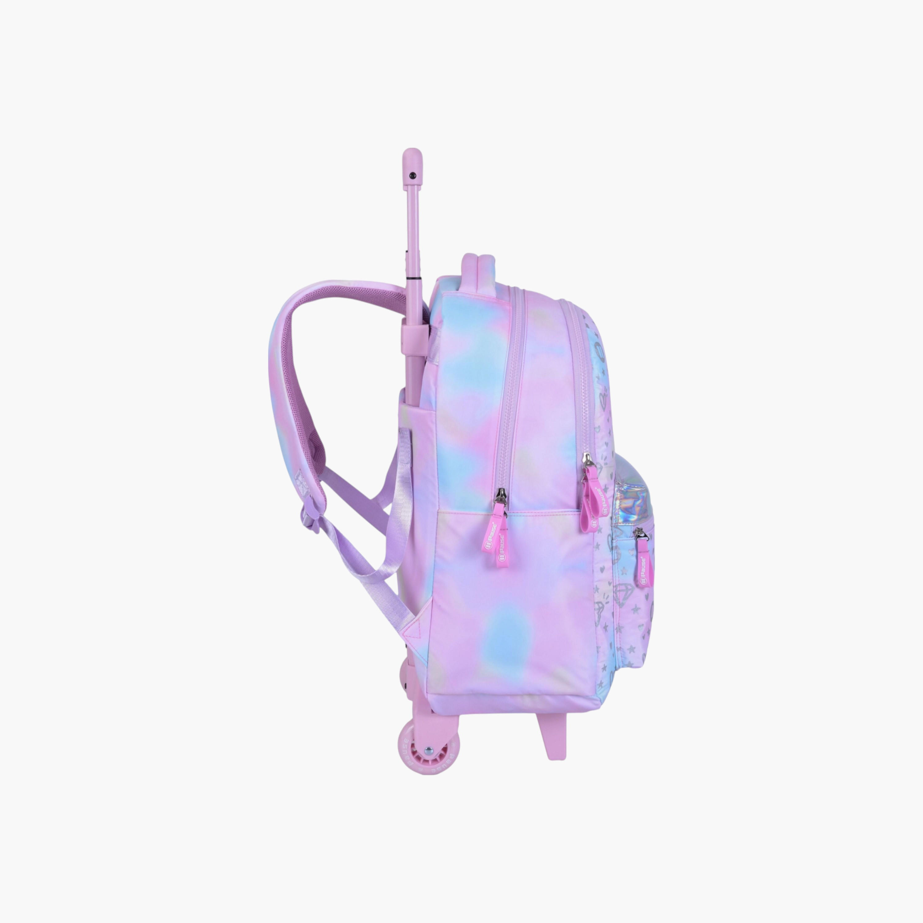 PAUSE Printed Trolley Backpack with Retractable Handle and Zip Closure - 27x10x31 cms-school-bagsandbackpacks-trolleybags-image-3
