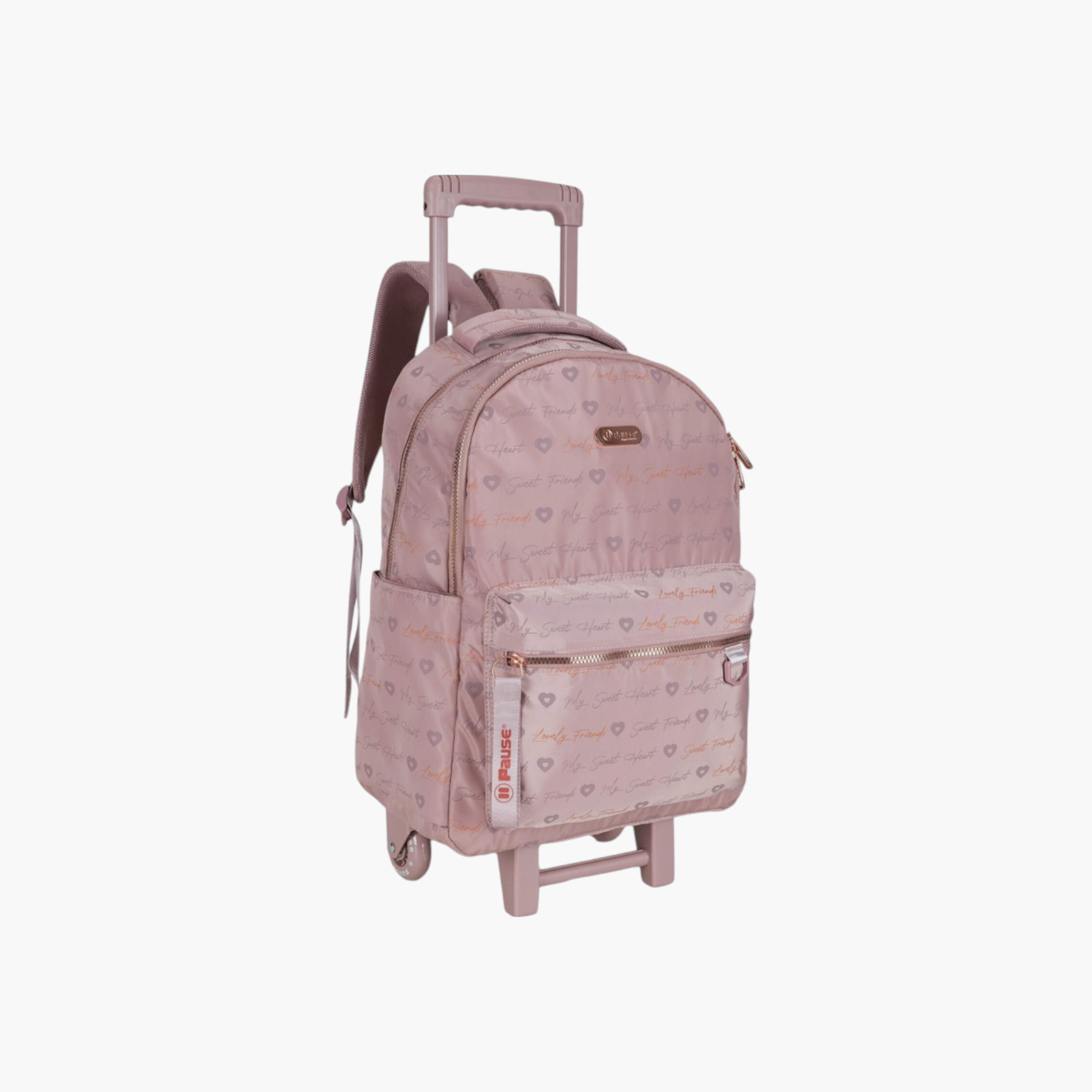 PAUSE Printed Trolley Backpack with Retractable Handle - 27x10x31 cms-school-bagsandbackpacks-trolleybags-image-2