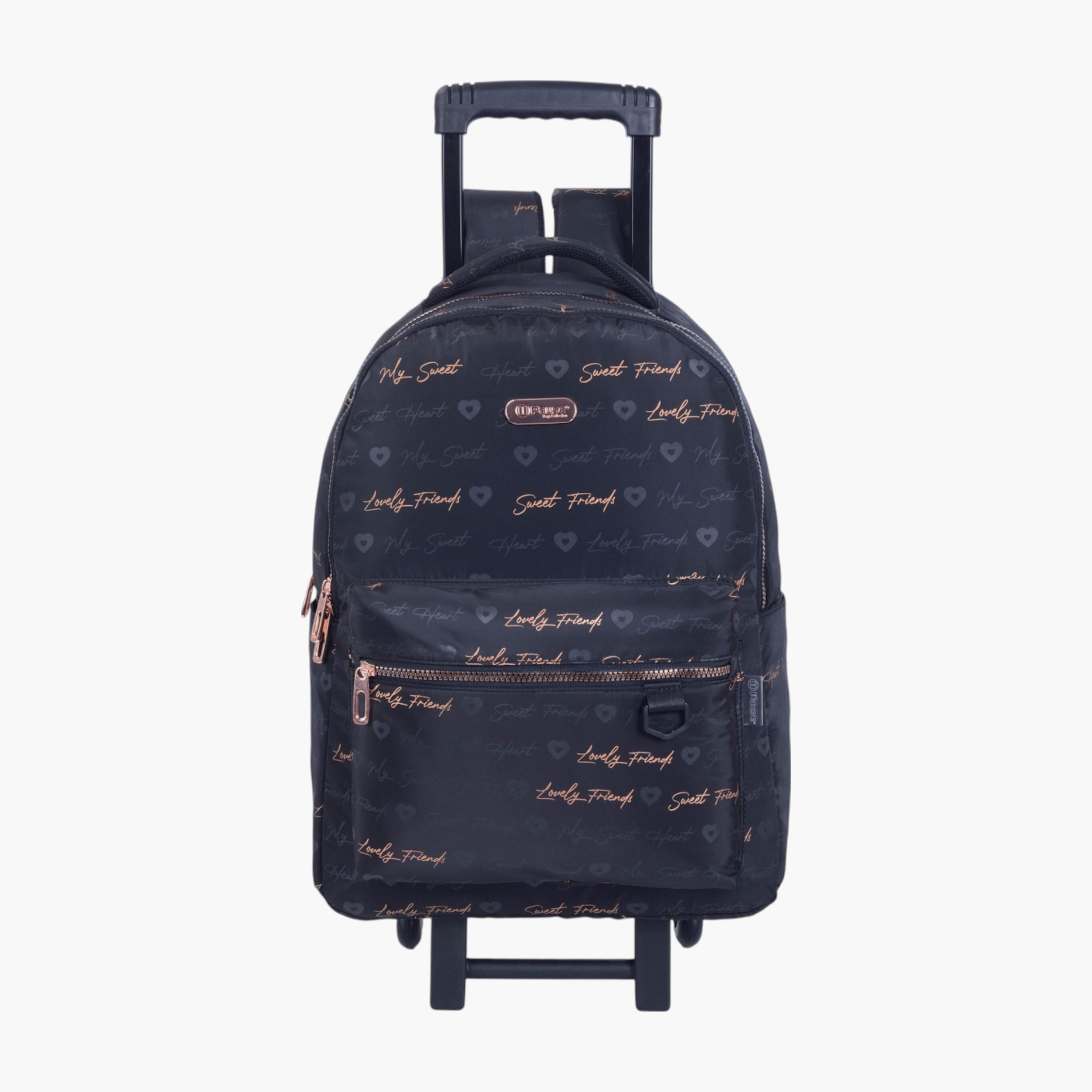 شنطة ظهر ترولي بمقبض قابل للسحب وطبعات من بوز - 27x10x31 سم-school-bagsandbackpacks-trolleybags-image-1