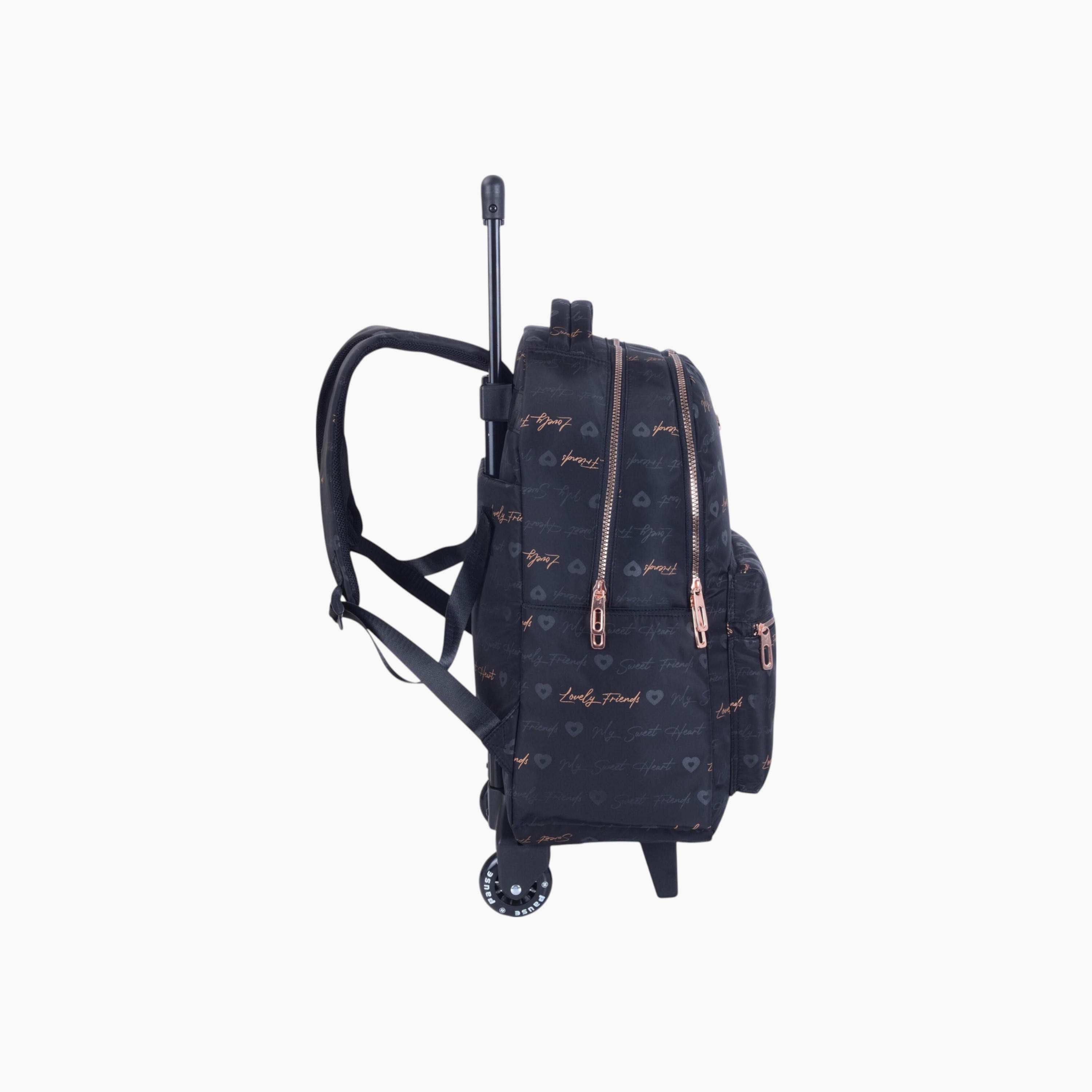 PAUSE Printed Trolley Backpack with Retractable Handle - 27x10x31 cms-school-bagsandbackpacks-trolleybags-image-2