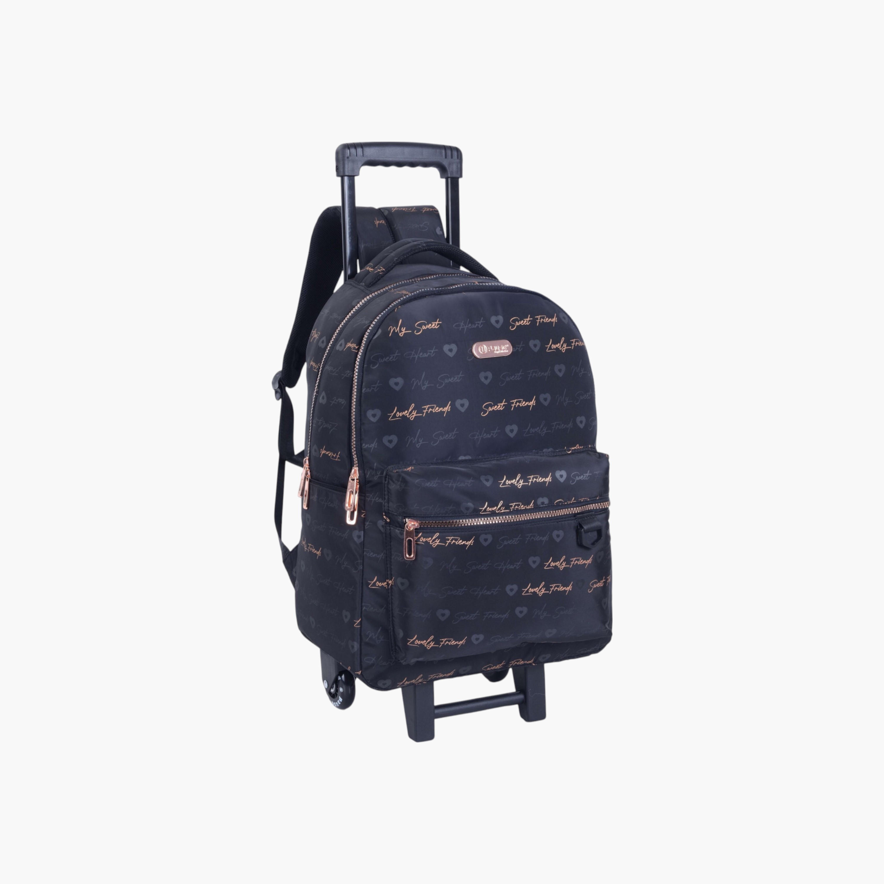 PAUSE Printed Trolley Backpack with Retractable Handle - 27x10x31 cms-school-bagsandbackpacks-trolleybags-image-3