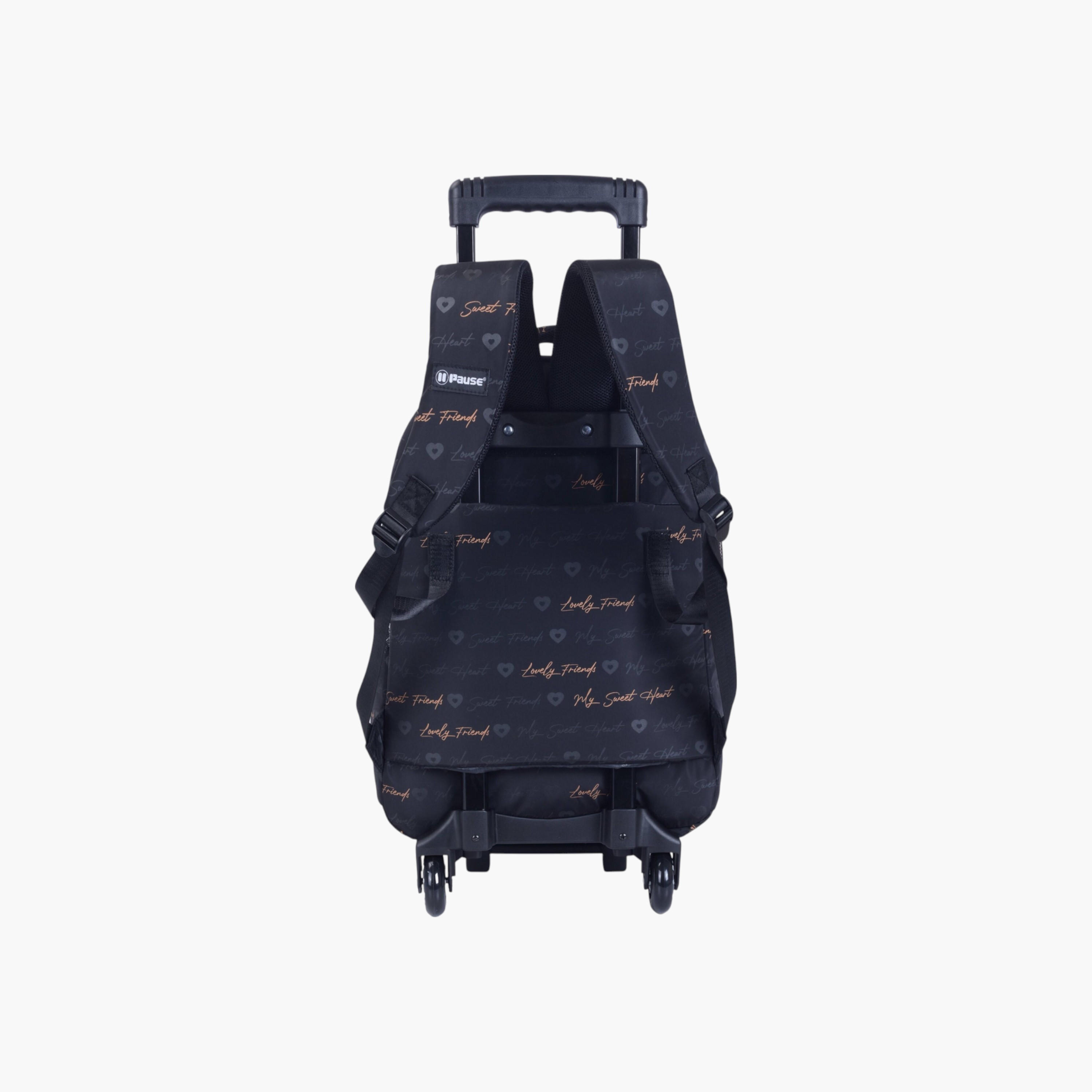 PAUSE Printed Trolley Backpack with Retractable Handle - 27x10x31 cms-school-bagsandbackpacks-trolleybags-image-4