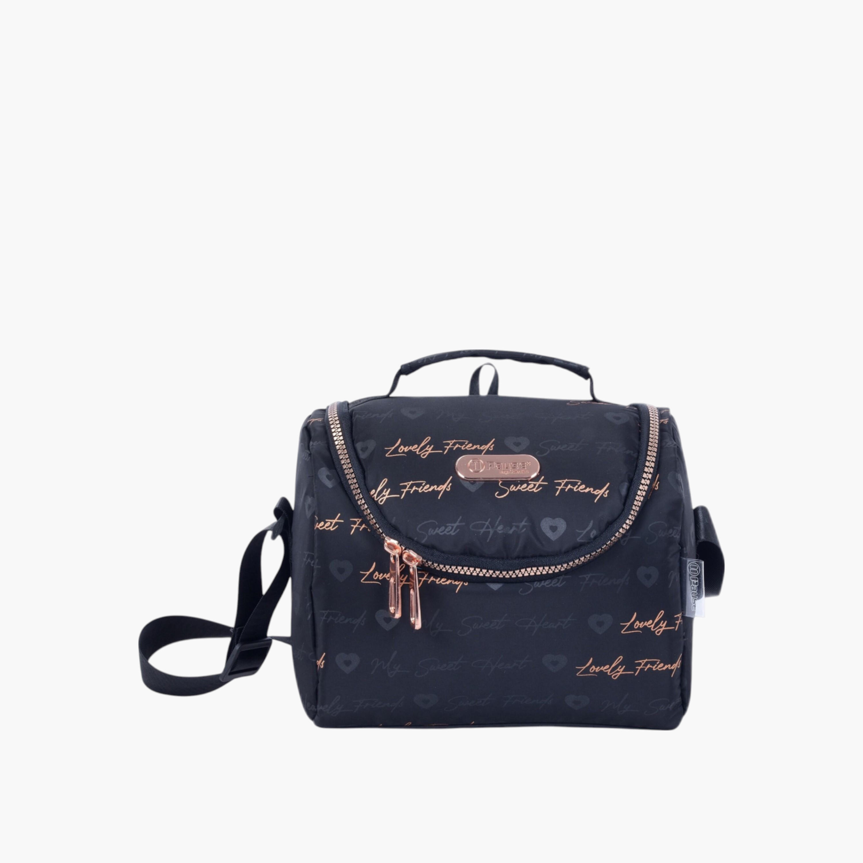 PAUSE Typography Print Insulated Lunch Bag with Zip Closure-school-lunchessentials-lunchbags-image-1