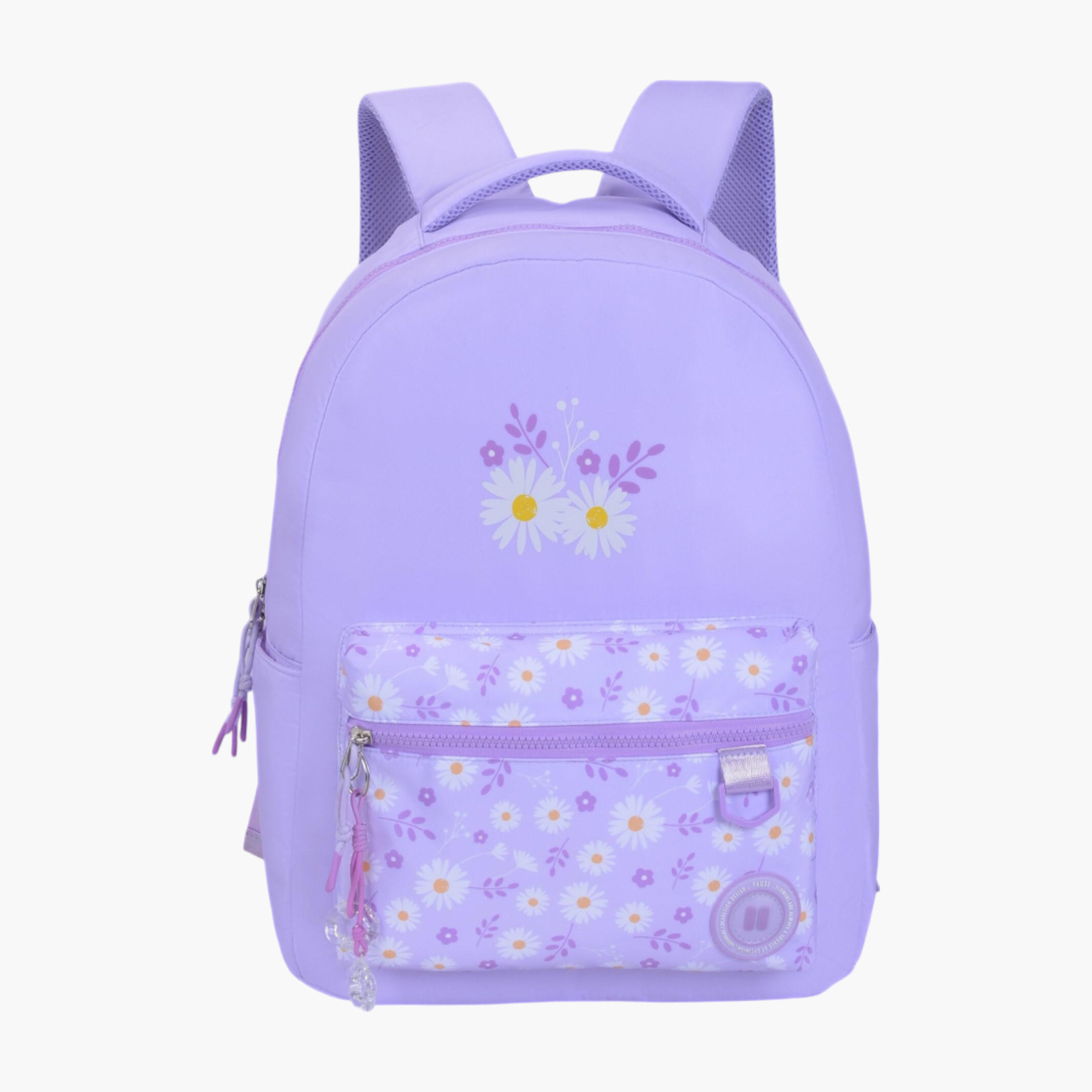 PAUSE Floral Print Backpack with Adjustable Straps and Zip Closure - 6x12x21 cms-school-bagsandbackpacks-backpacks-image-1