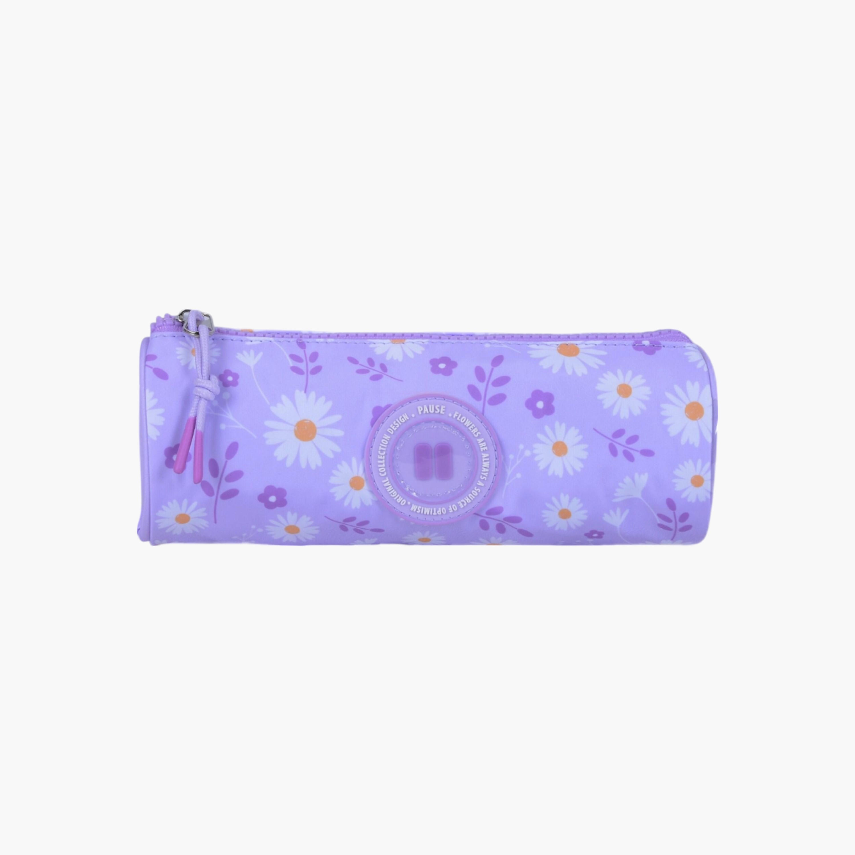 مقلمة بسحاب إغلاق وطبعات زهرية من بوز-school-stationery-pencilcases-image-1