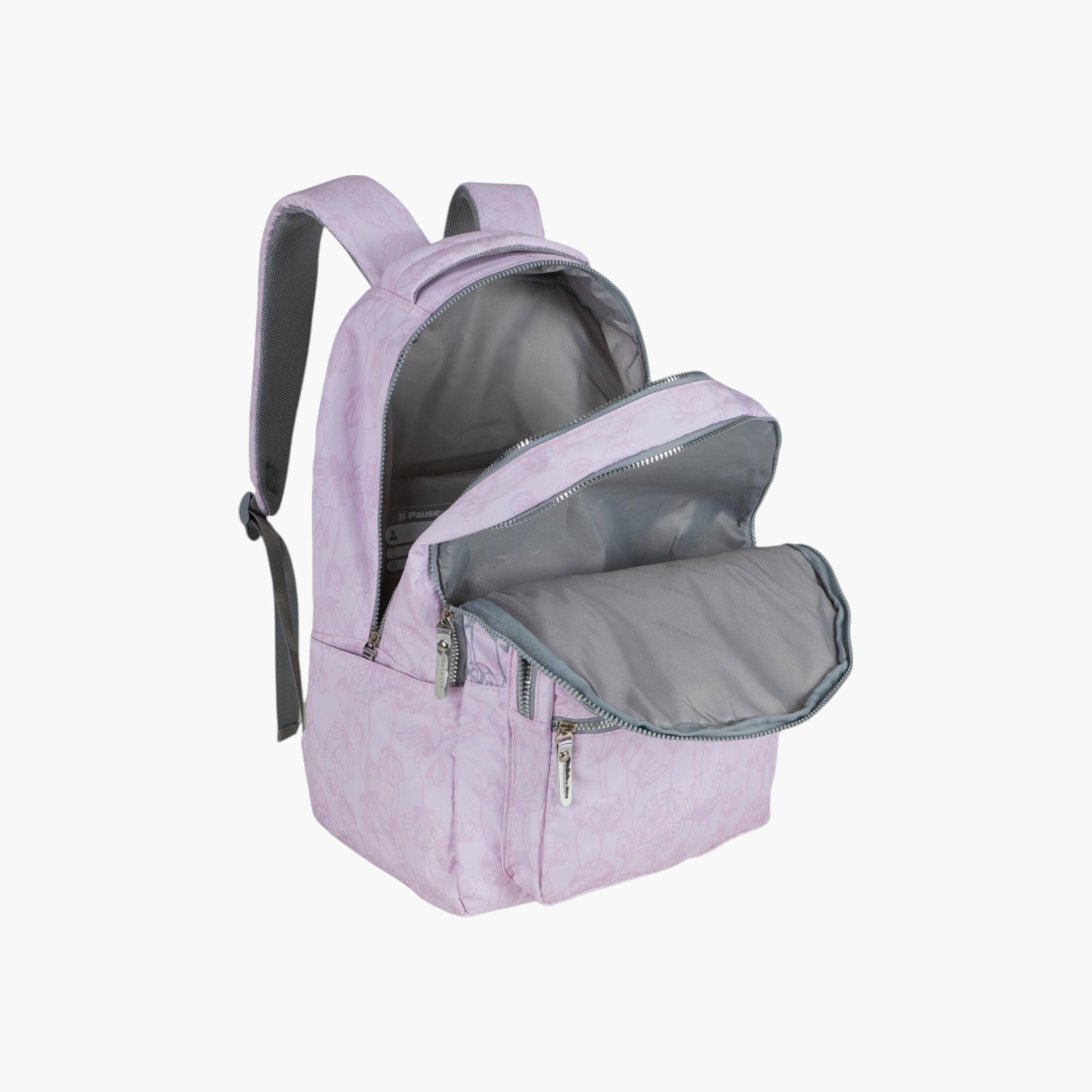 PAUSE Floral Print Backpack with Adjustable Straps and Zip Closure - 6x12x21 cms-school-bagsandbackpacks-backpacks-image-3