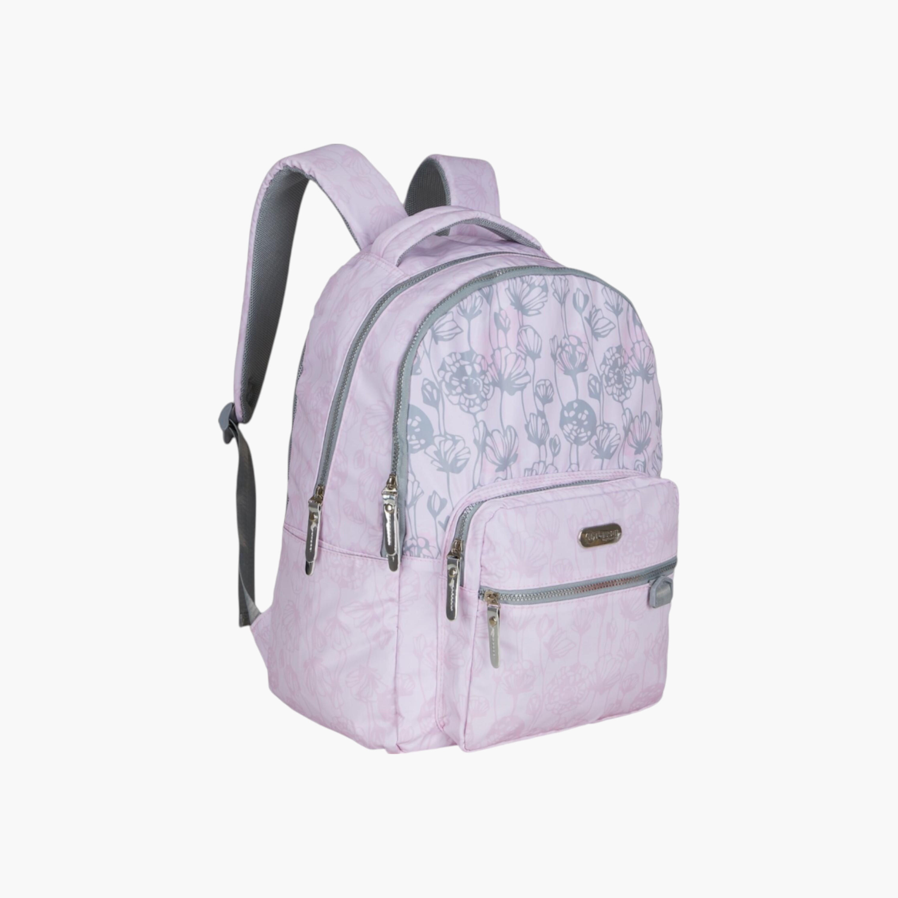 PAUSE Floral Print Backpack with Adjustable Straps and Zip Closure - 6x12x21 cms-school-bagsandbackpacks-backpacks-image-4