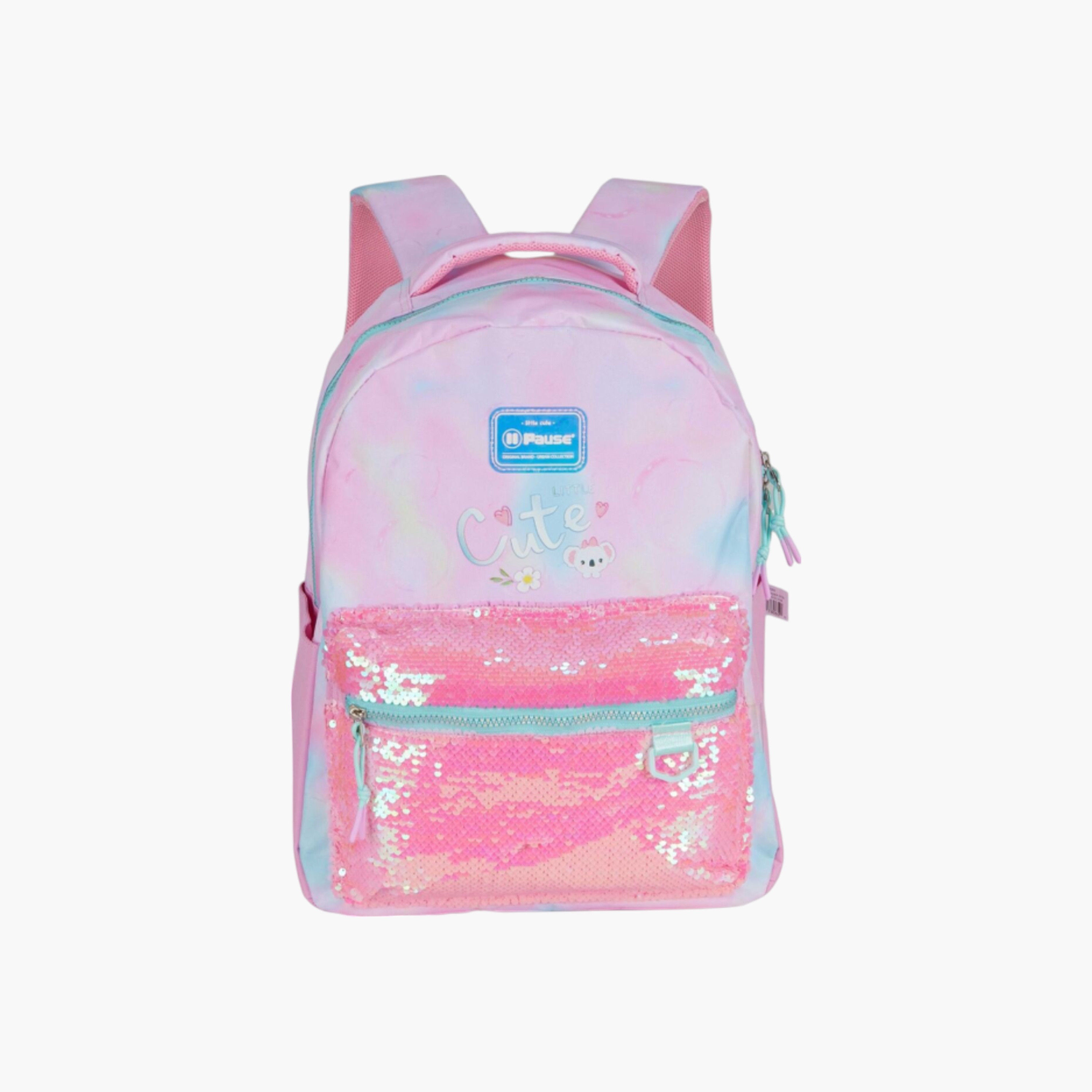 PAUSE Sequin Embellished School Backpack with Adjustable Shoulder Straps - 12x21 cms-school-bagsandbackpacks-backpacks-image-1